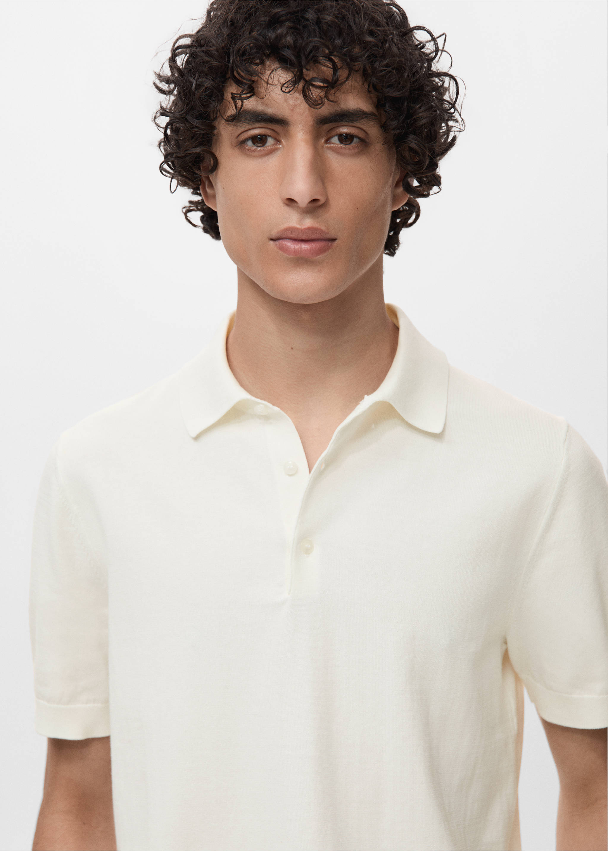 100% cotton fine-knit polo shirt - Details of the article 1, Off White. Ref: 17031248-00.