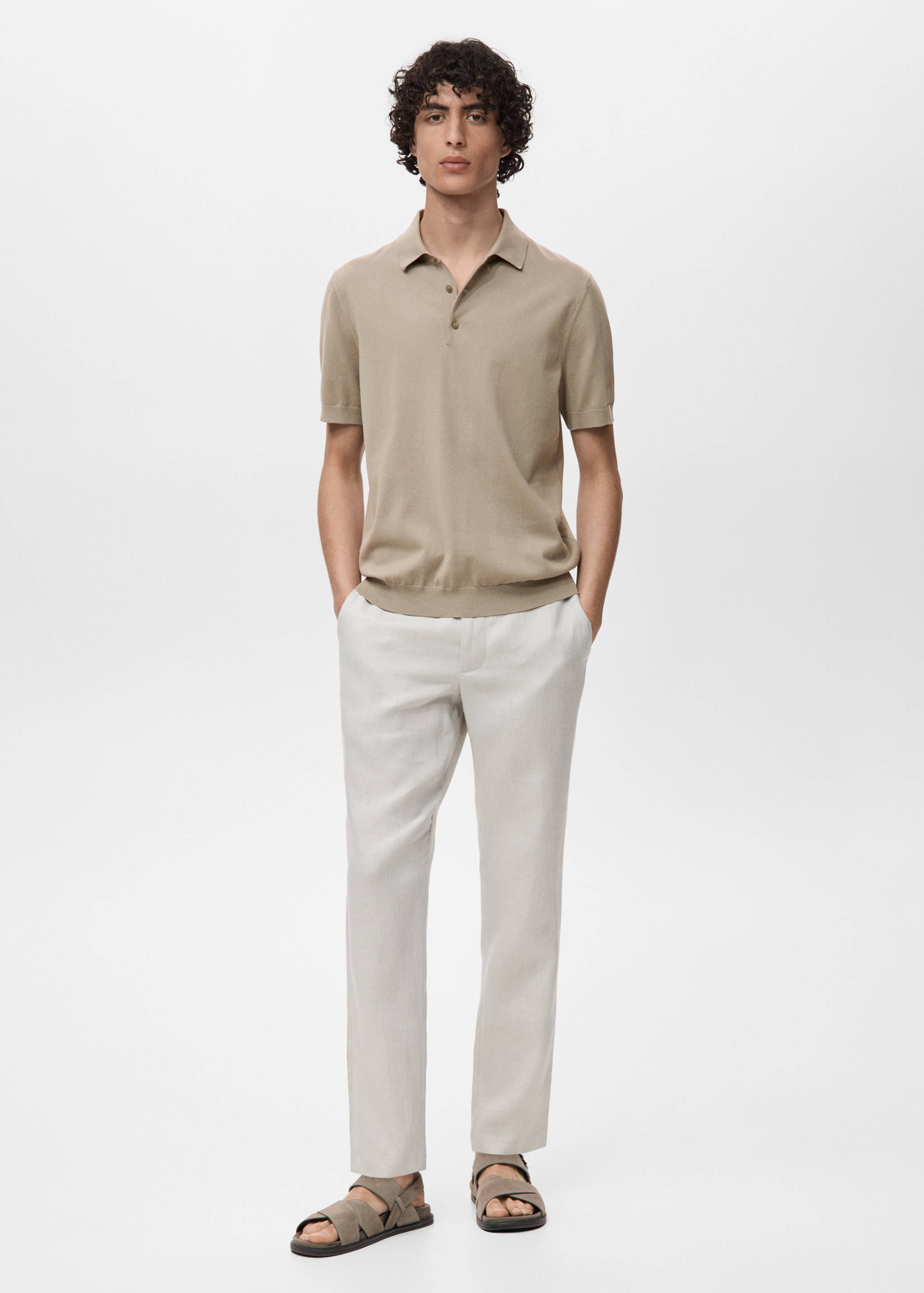 100% cotton fine-knit polo shirt - General plane