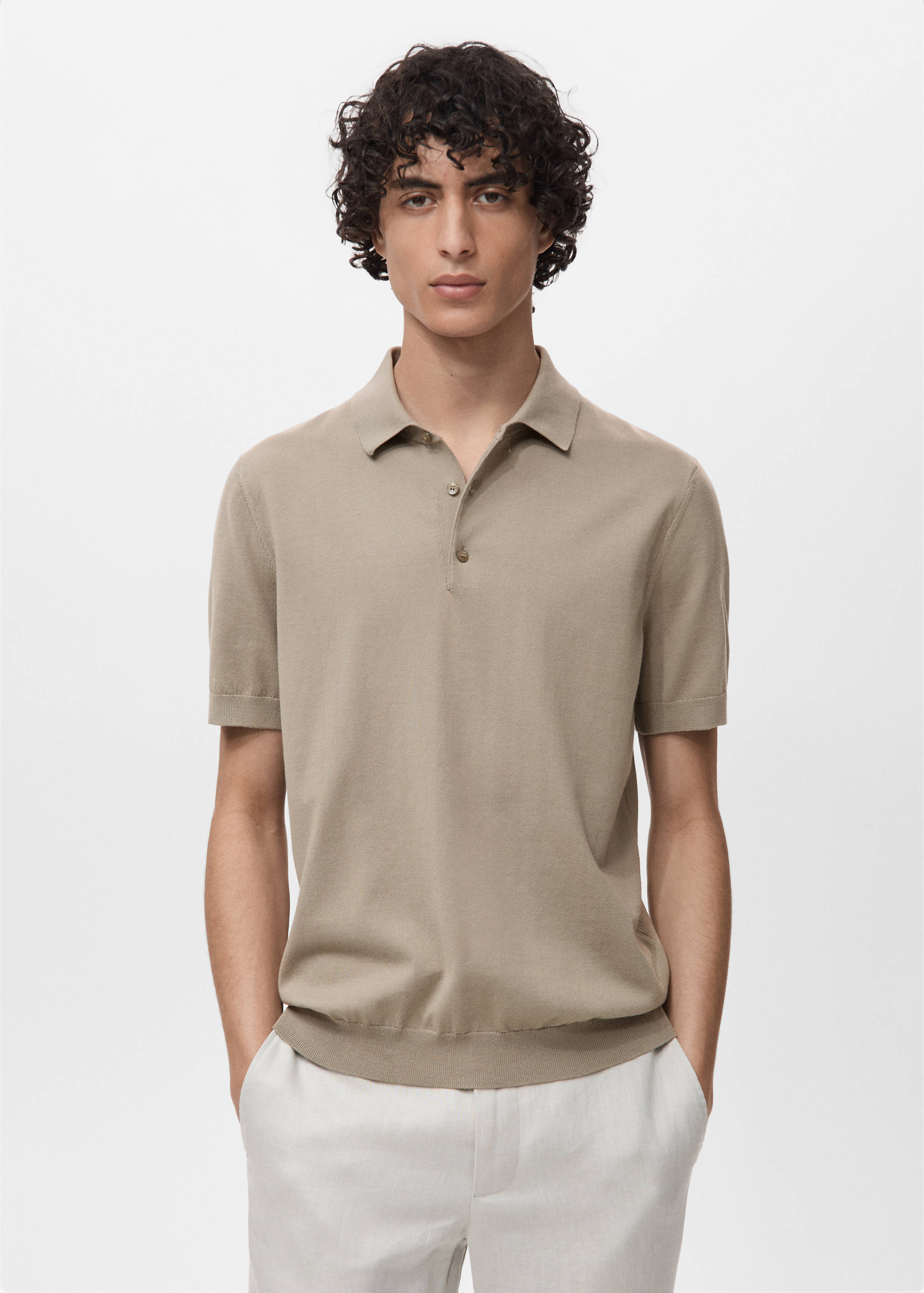 100% cotton fine-knit polo shirt - Medium plane