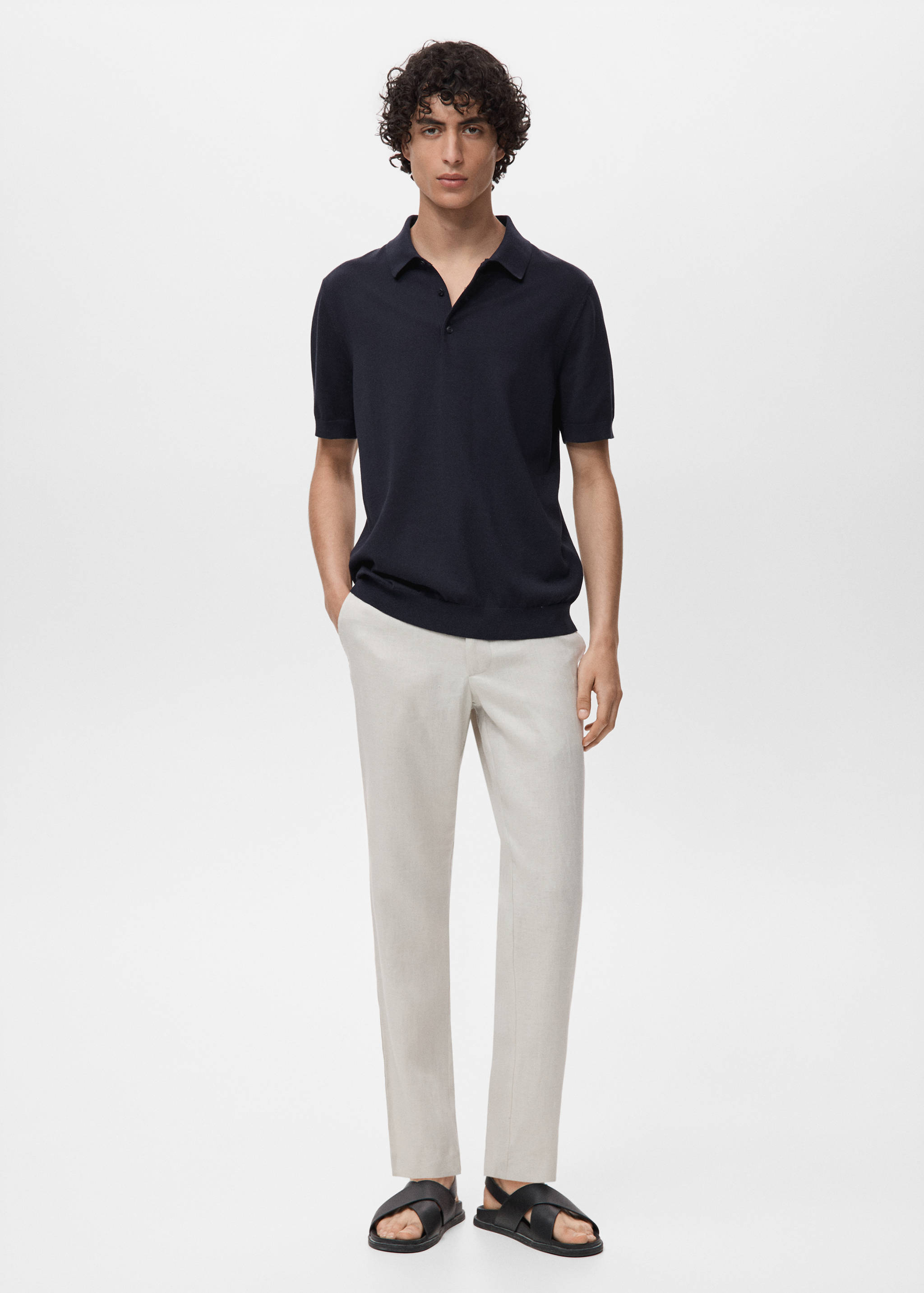 100% cotton fine-knit polo shirt - General plane