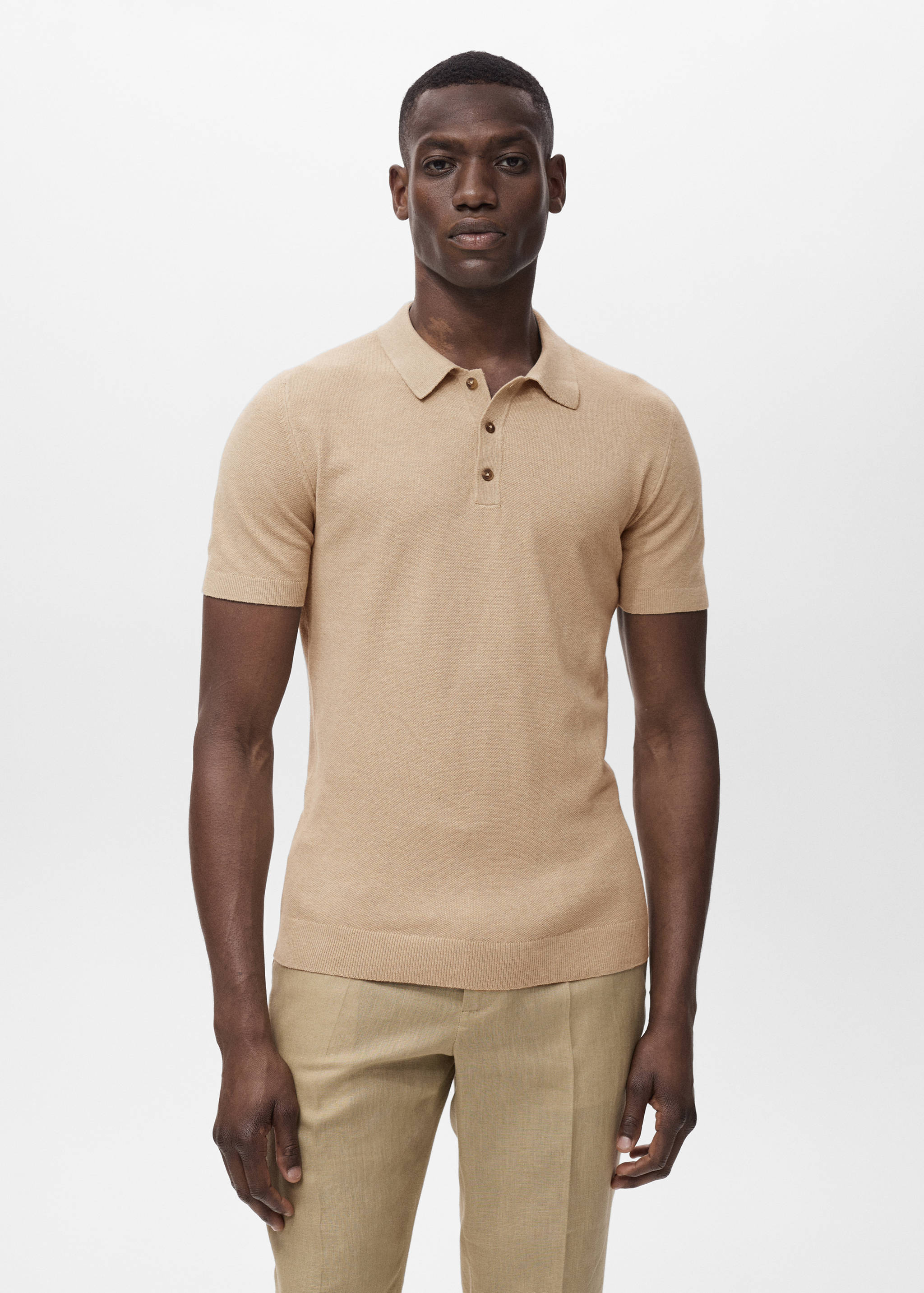 Fine-knit cotton polo shirt - Medium plane