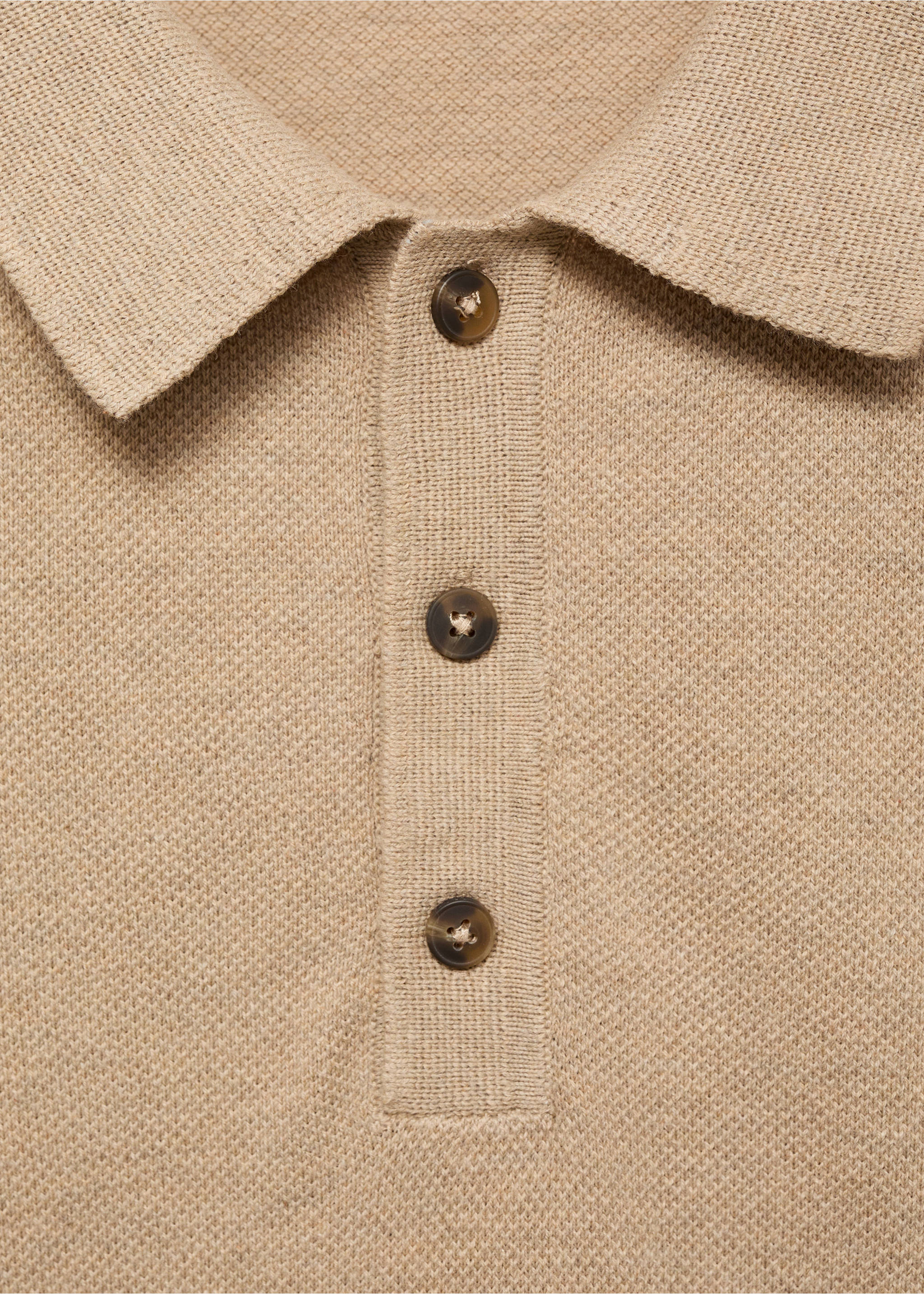 Fine-knit cotton polo shirt - Details of the article 8, Beige. Ref: 17031249-00.