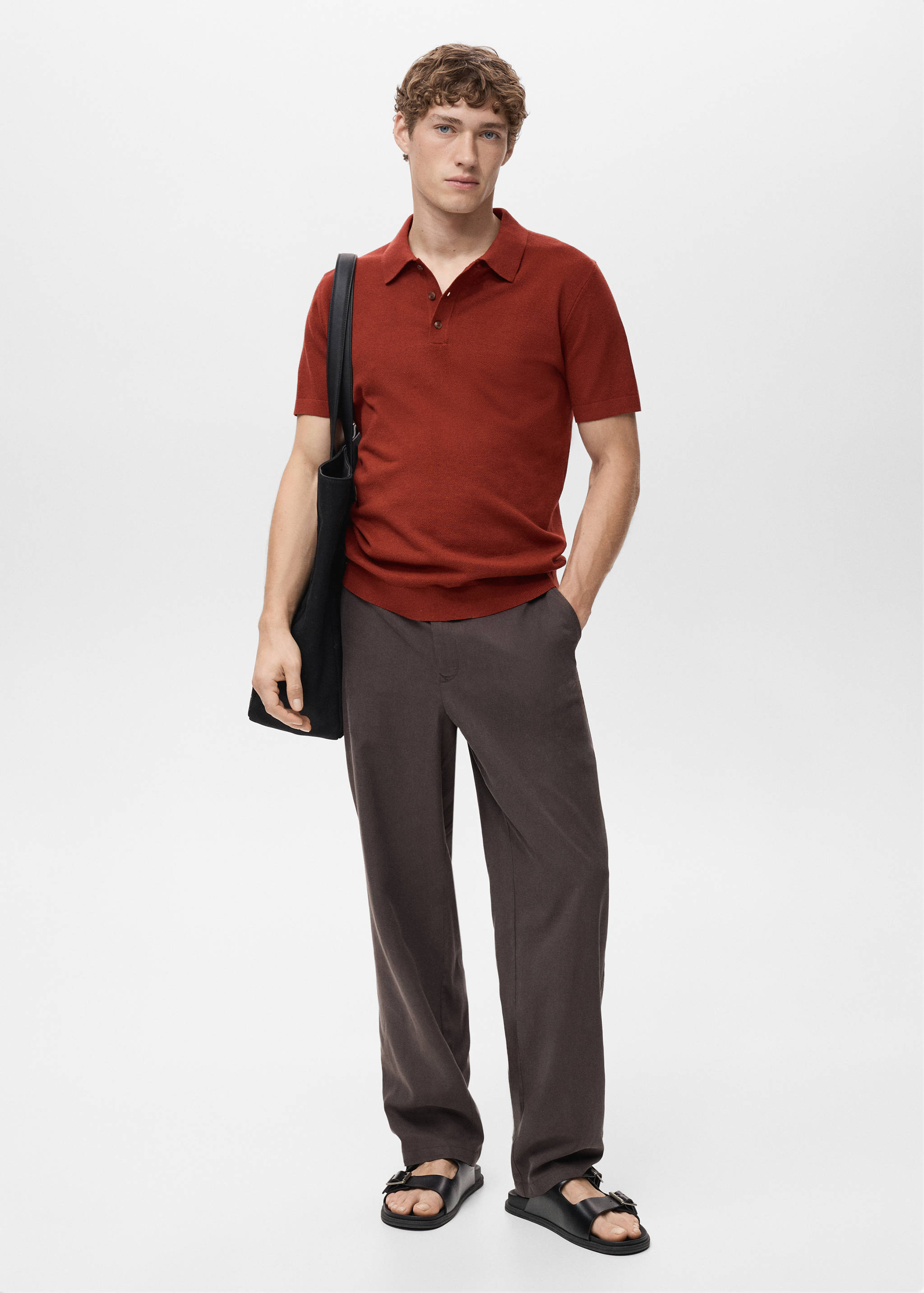 Fine-knit cotton polo shirt - General plane