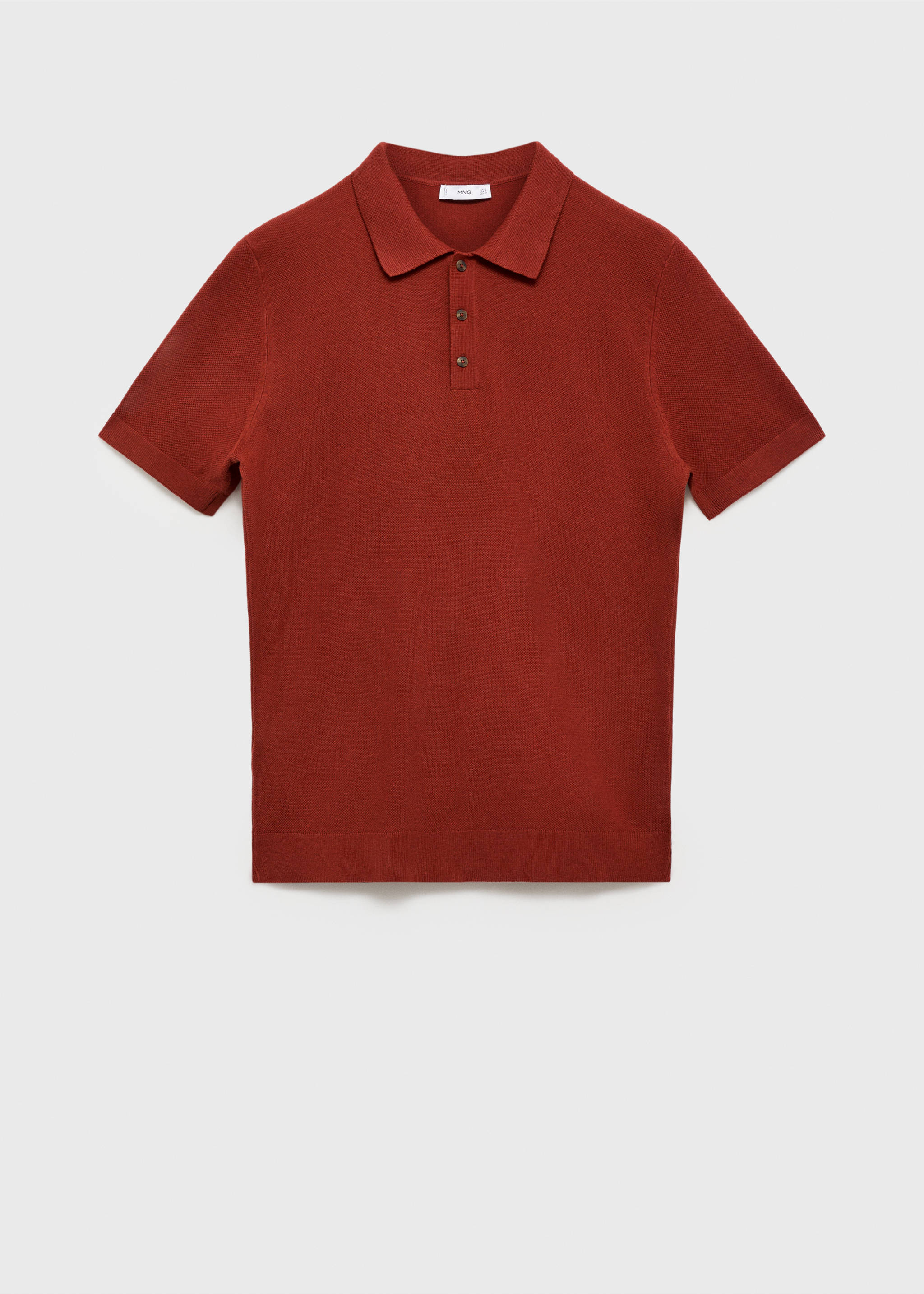 Fine-knit cotton polo shirt - Article without model, Burnt Orange. Ref: 17031249-00.