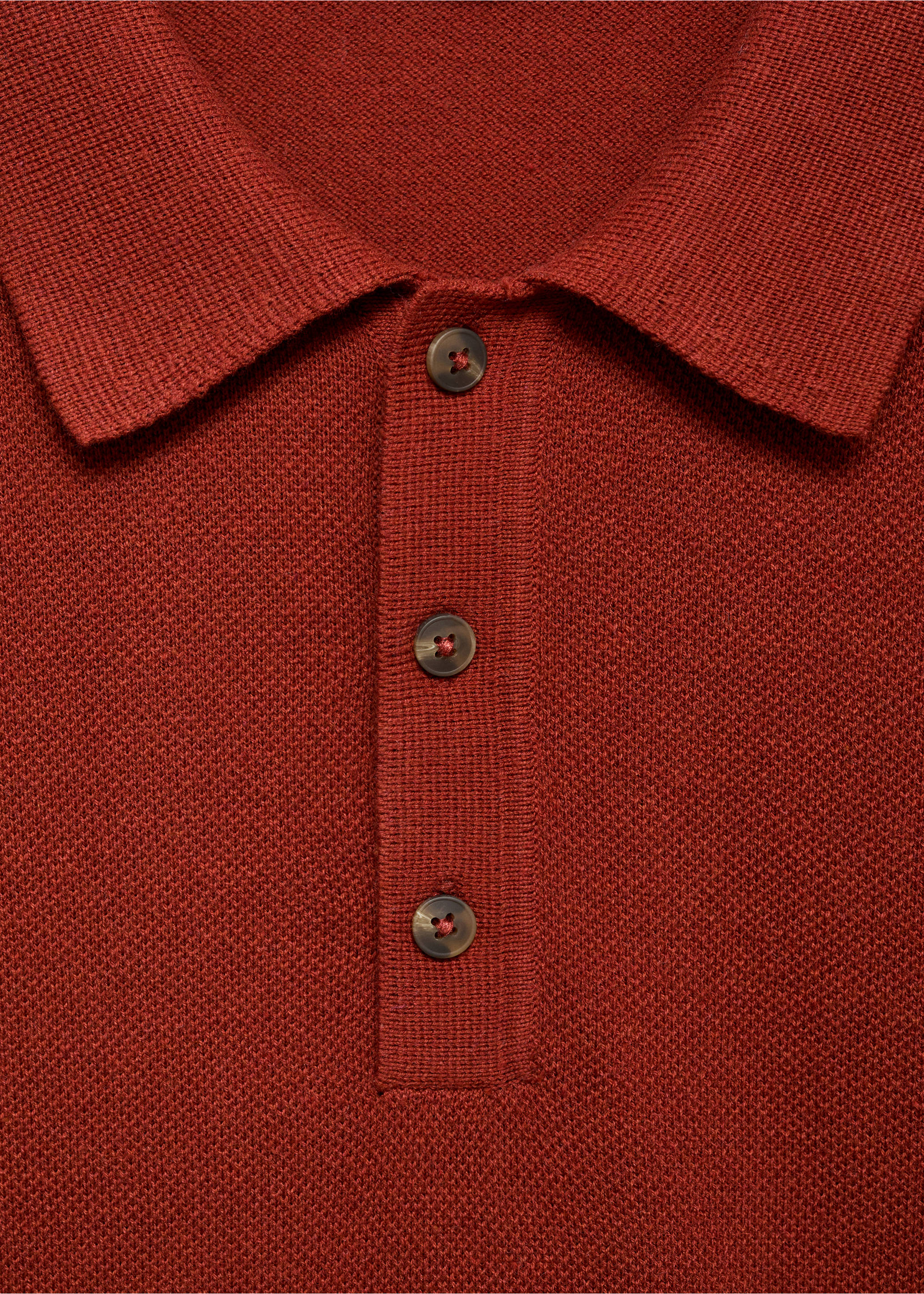 Fine-knit cotton polo shirt - Details of the article 8, Burnt Orange. Ref: 17031249-00.