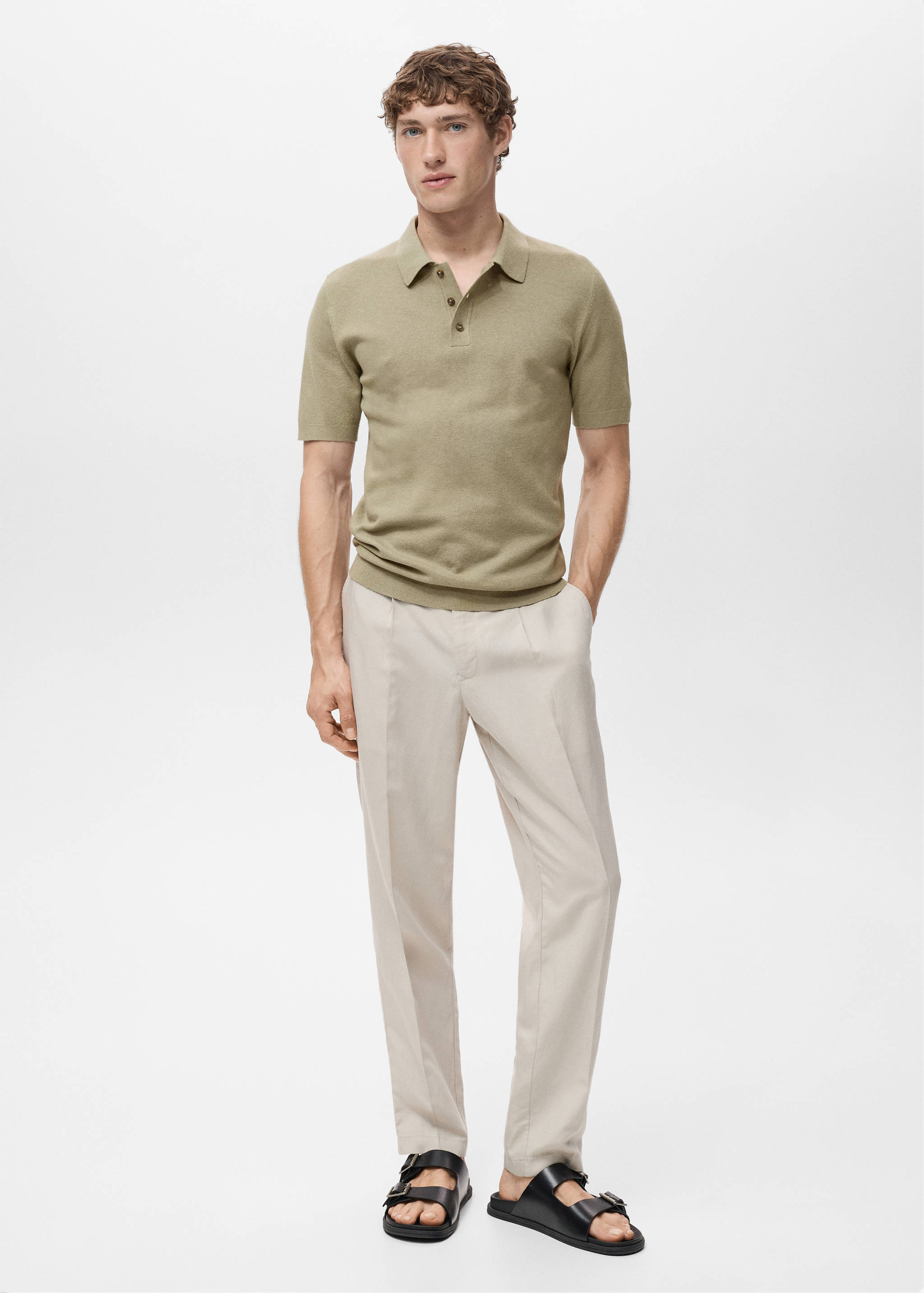 Fine-knit cotton polo shirt - General plane