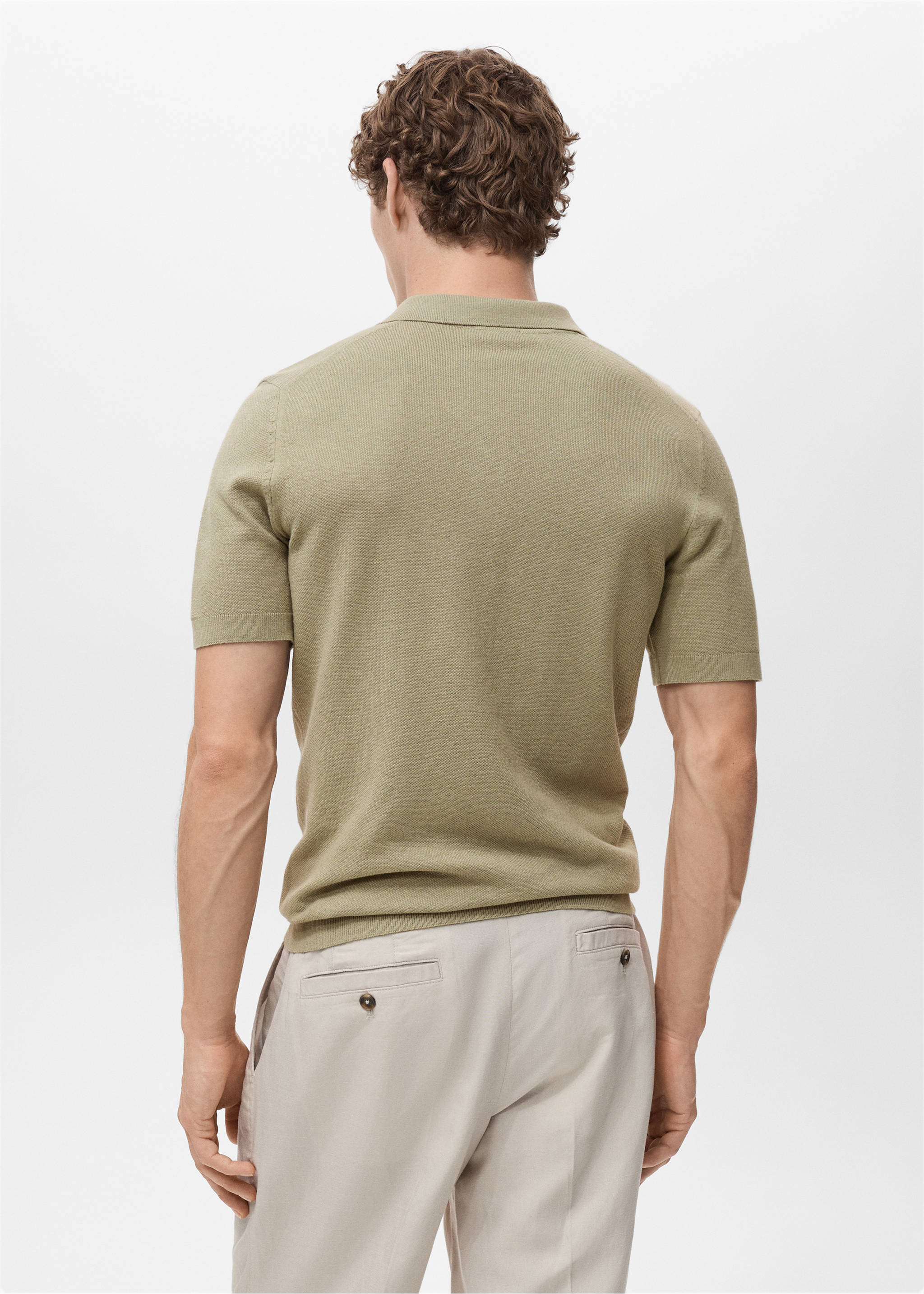 Polo maille fine coton - Verso de l’article, Kaki. Ref: 17031249-00.