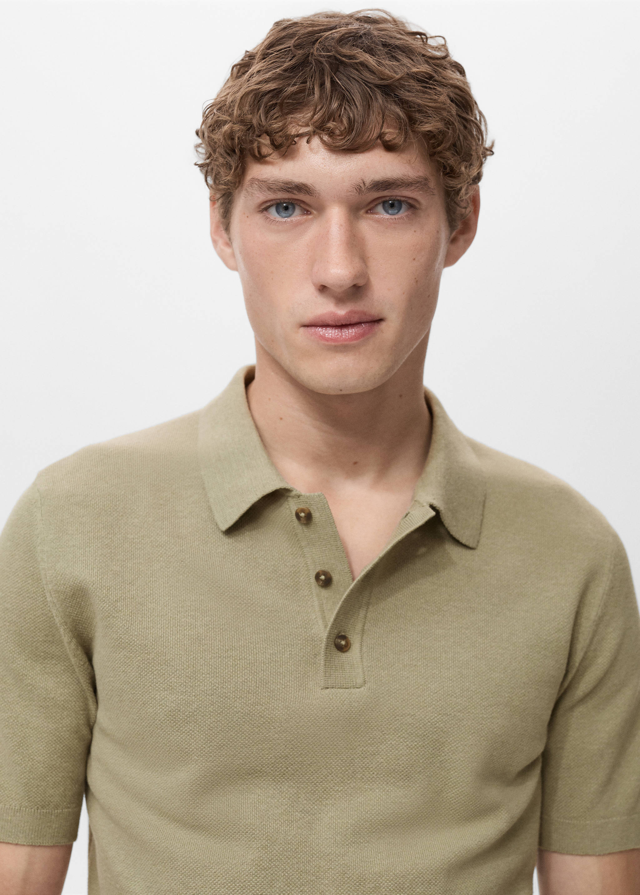 Fine-knit cotton polo shirt - Details of the article 1