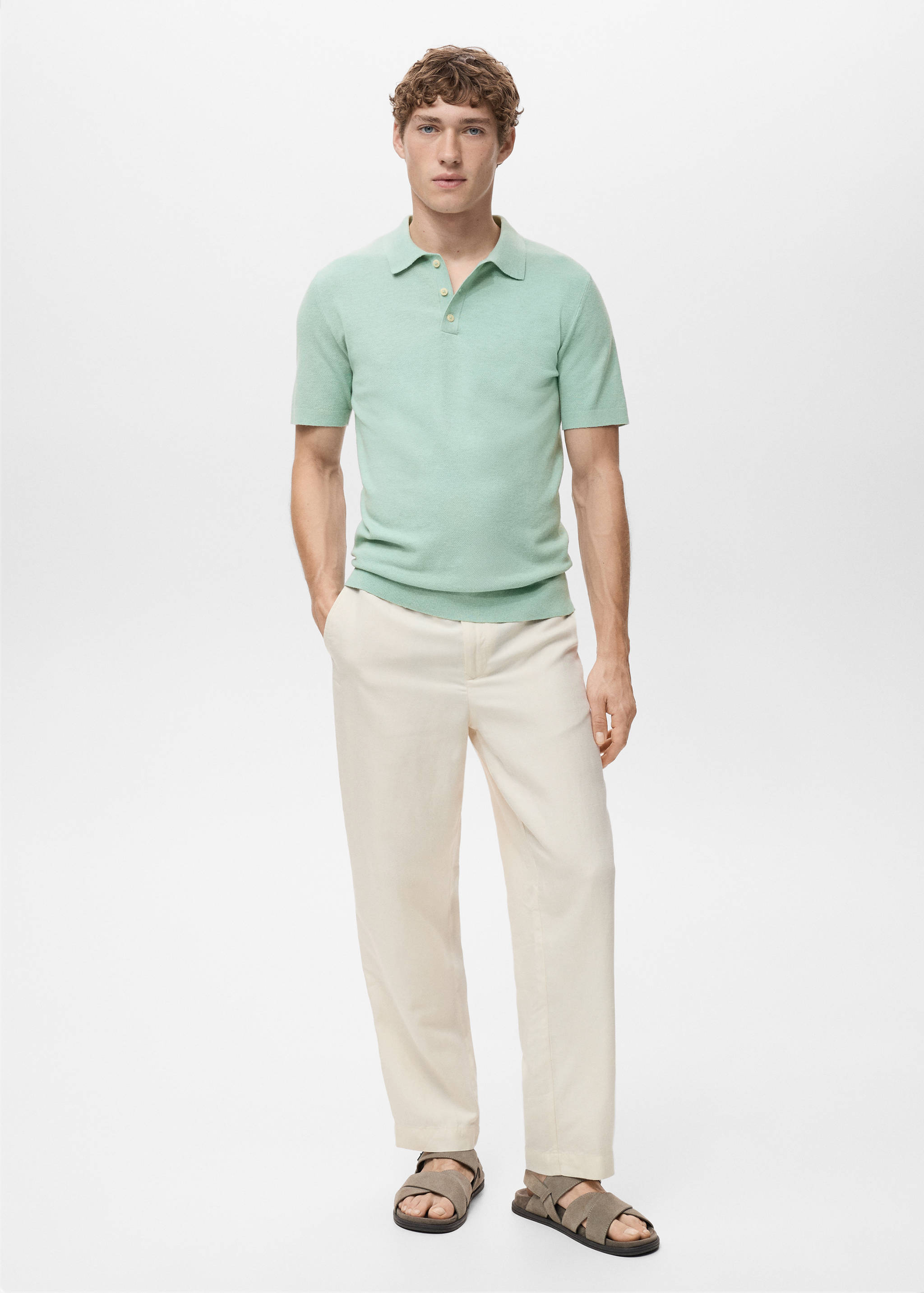 Fine-knit cotton polo shirt - General plane