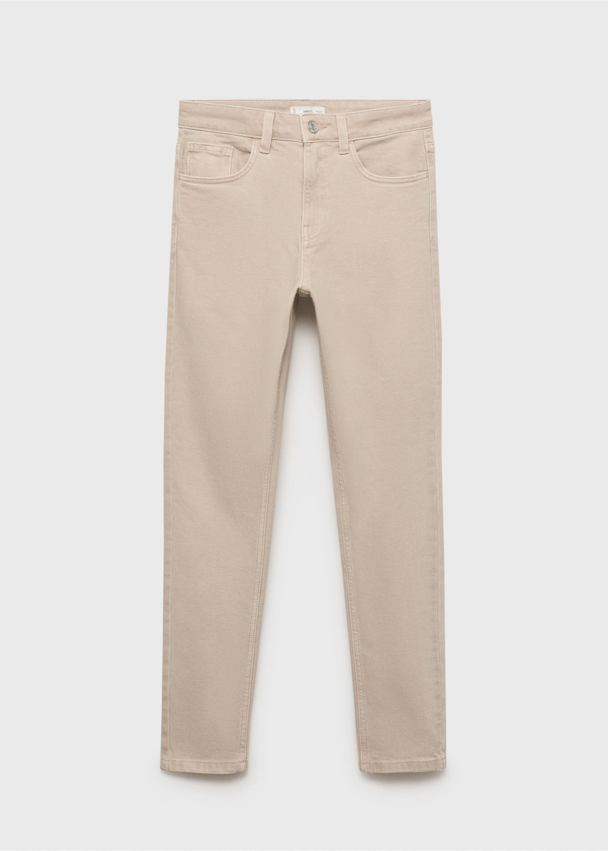 Beige kids' denim trousers in a classic five-pocket design., Beige. Ref: 17031254-00.