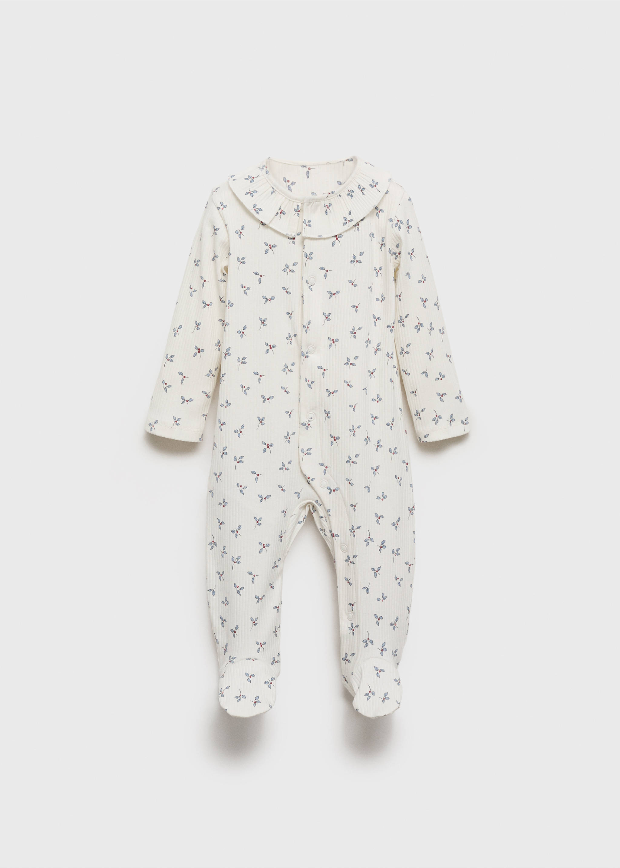 Pyjama à fleurs col bébé - Article sans modèle, Blanc cassé. Ref: 17031257-00.