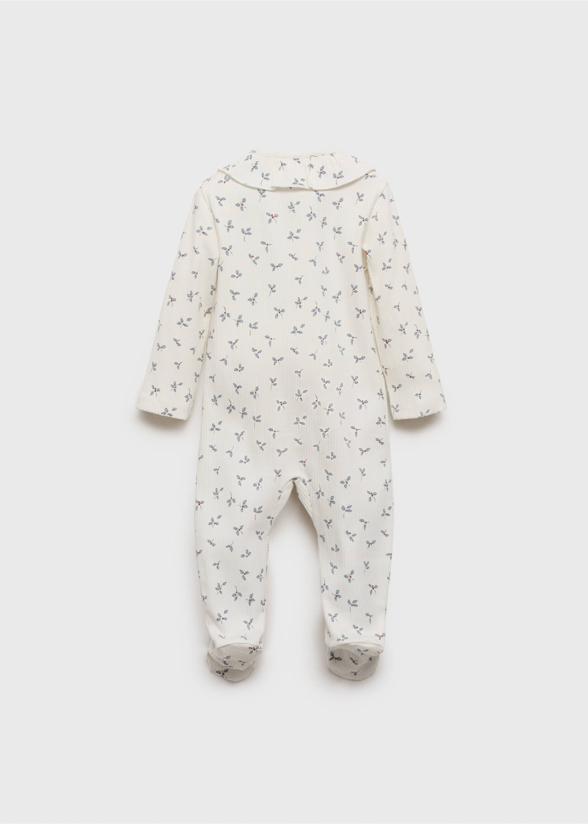 Pyjama à fleurs col bébé - Verso de l’article, Blanc cassé. Ref: 17031257-00.
