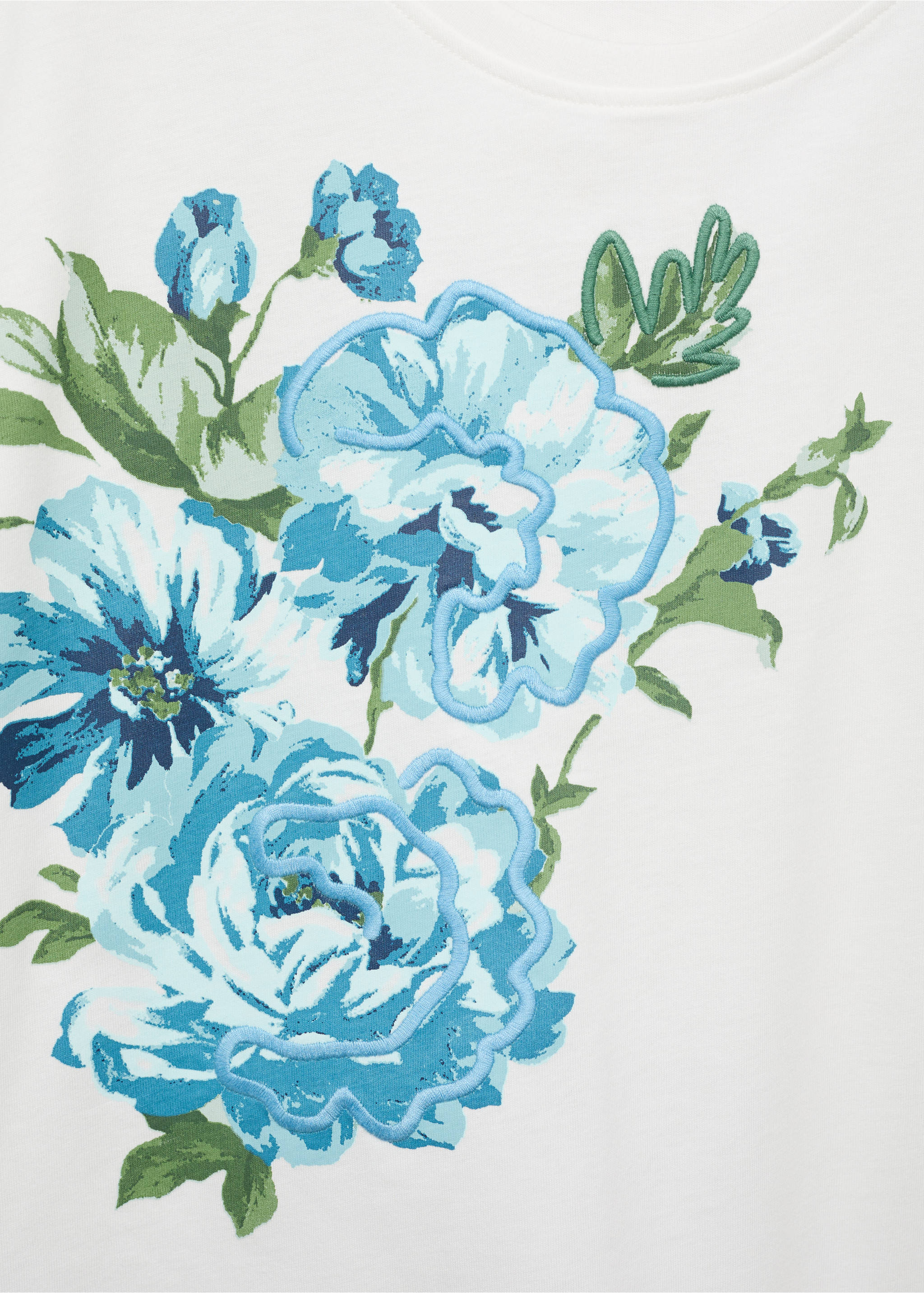 Geblümtes T-Shirt aus Baumwolle - Detail des Artikels 8, Cremeweiß. Ref: 17031259-00.