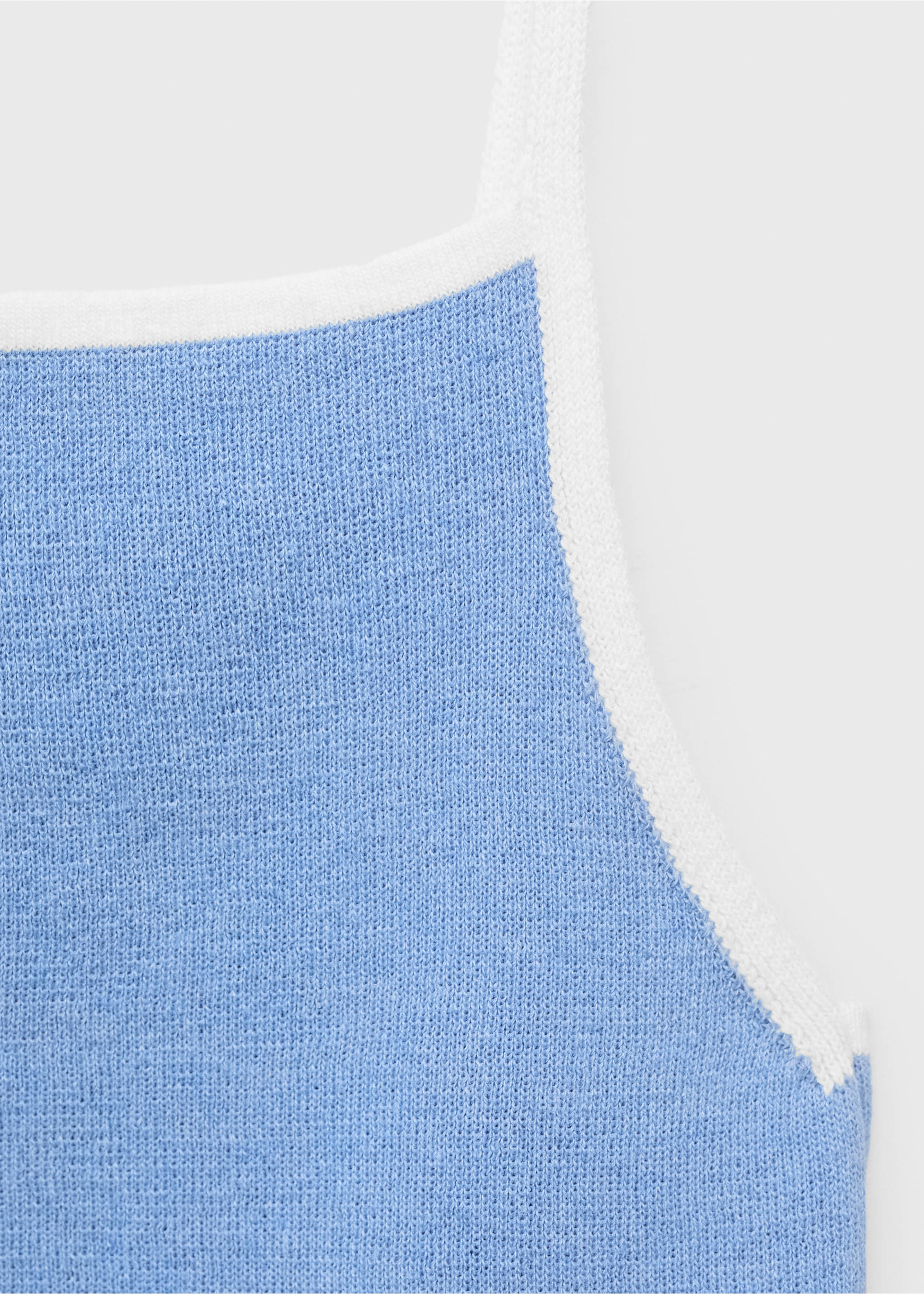 Knitted top with contrasting trim - Details of the article 8, Sky Blue. Ref: 17031262-00.