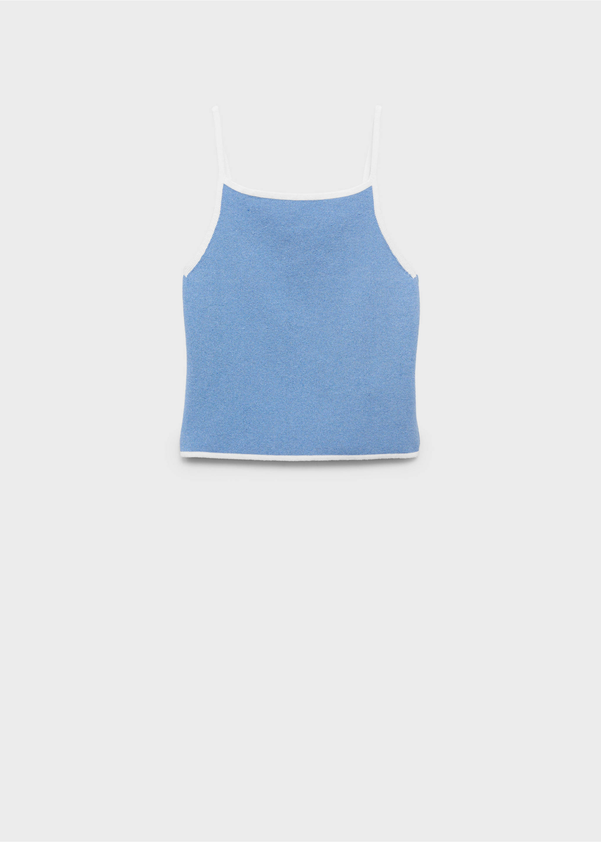 Knitted top with contrasting trim - Article without model, Sky Blue. Ref: 17031262-00.
