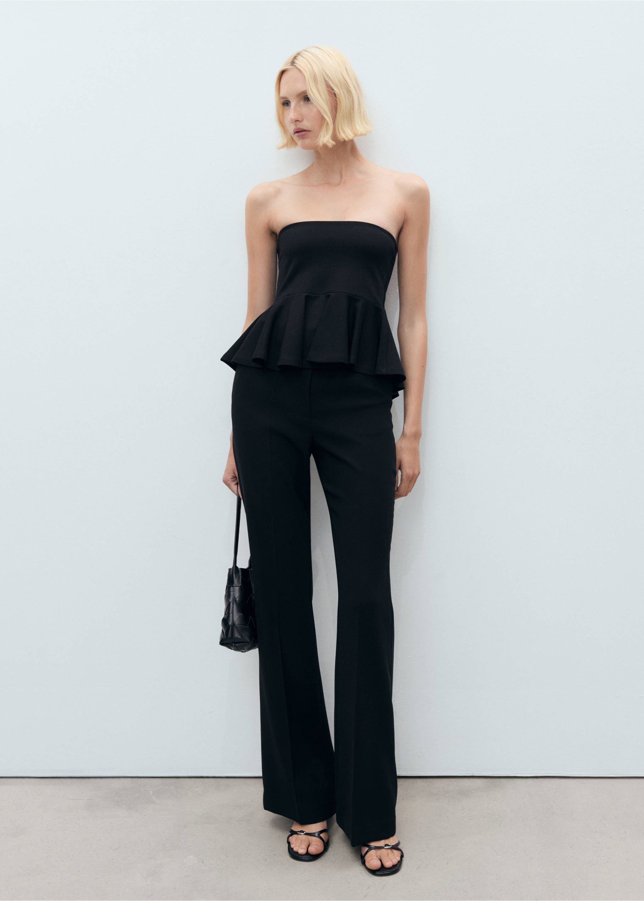Strapless peplum top - General plane, Black. Ref: 17031270-00.