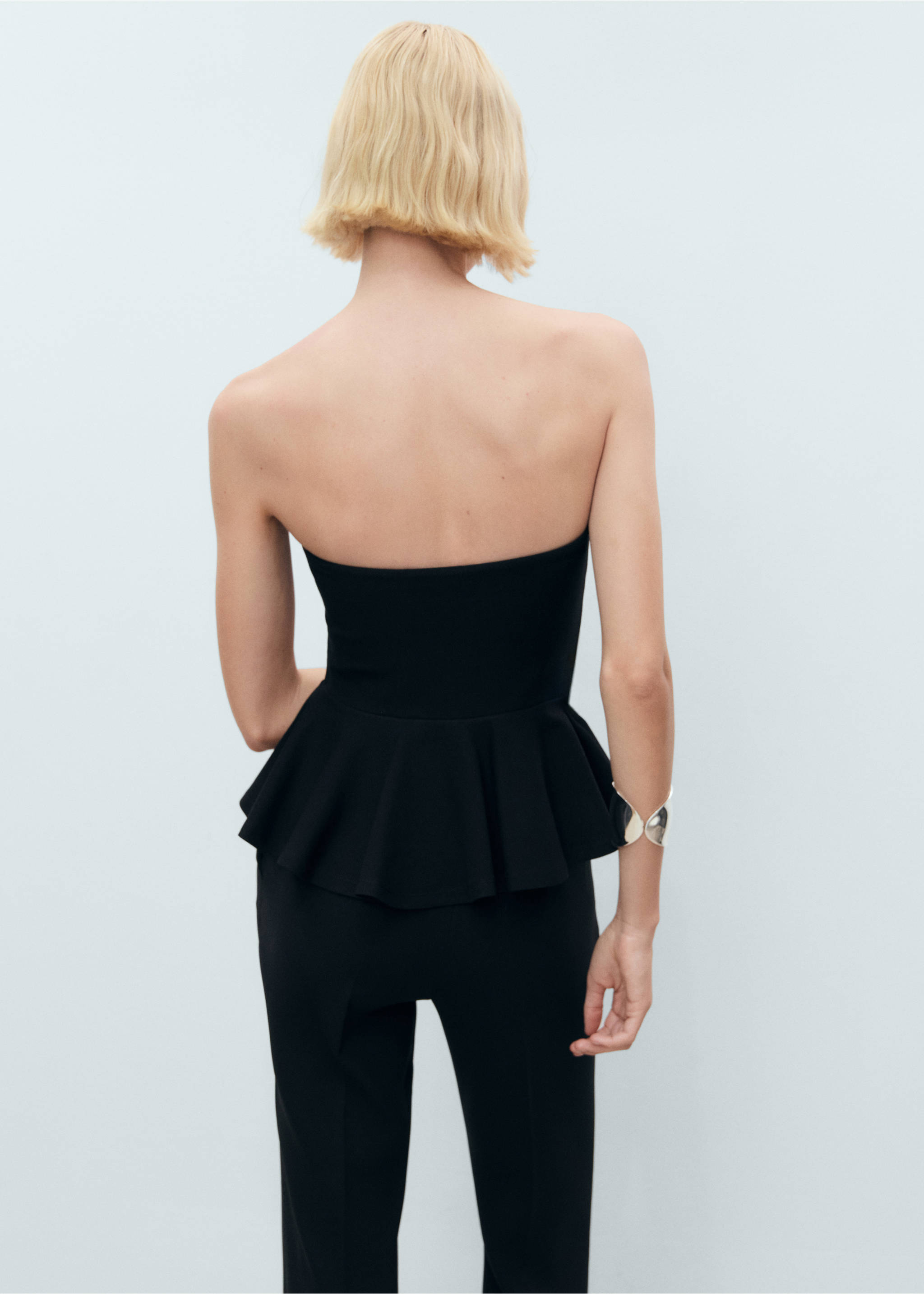 Strapless peplum top - Reverse of the article, Black. Ref: 17031270-00.