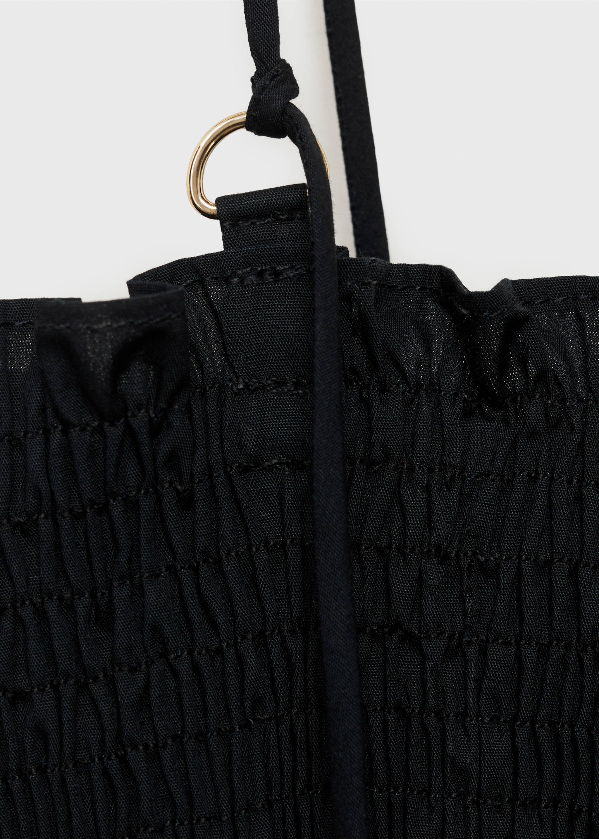 Cotton dress with pleats - Details of the article 8, Black. Ref: 17031271-00.
