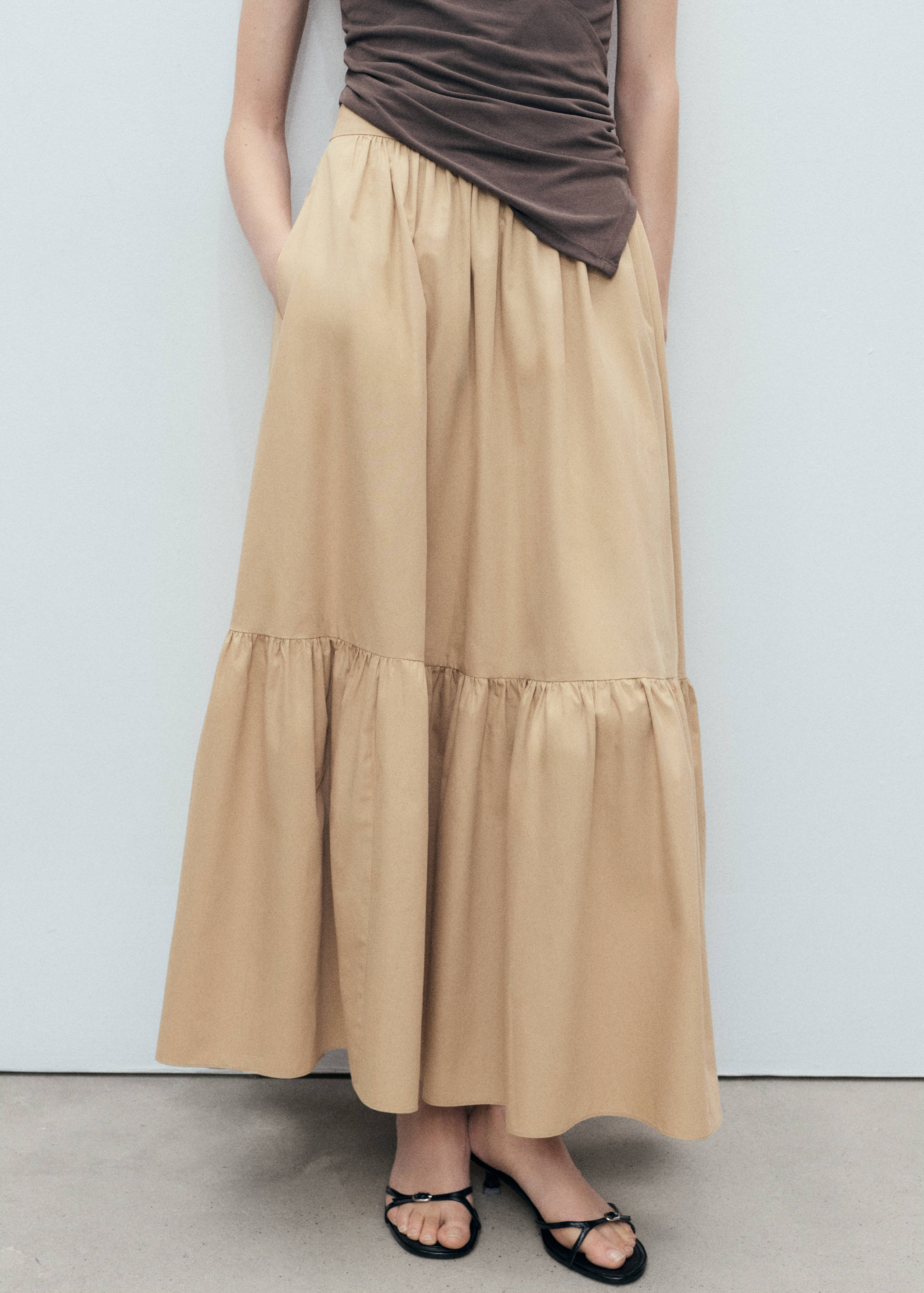 Long cotton A-line skirt - Medium plane