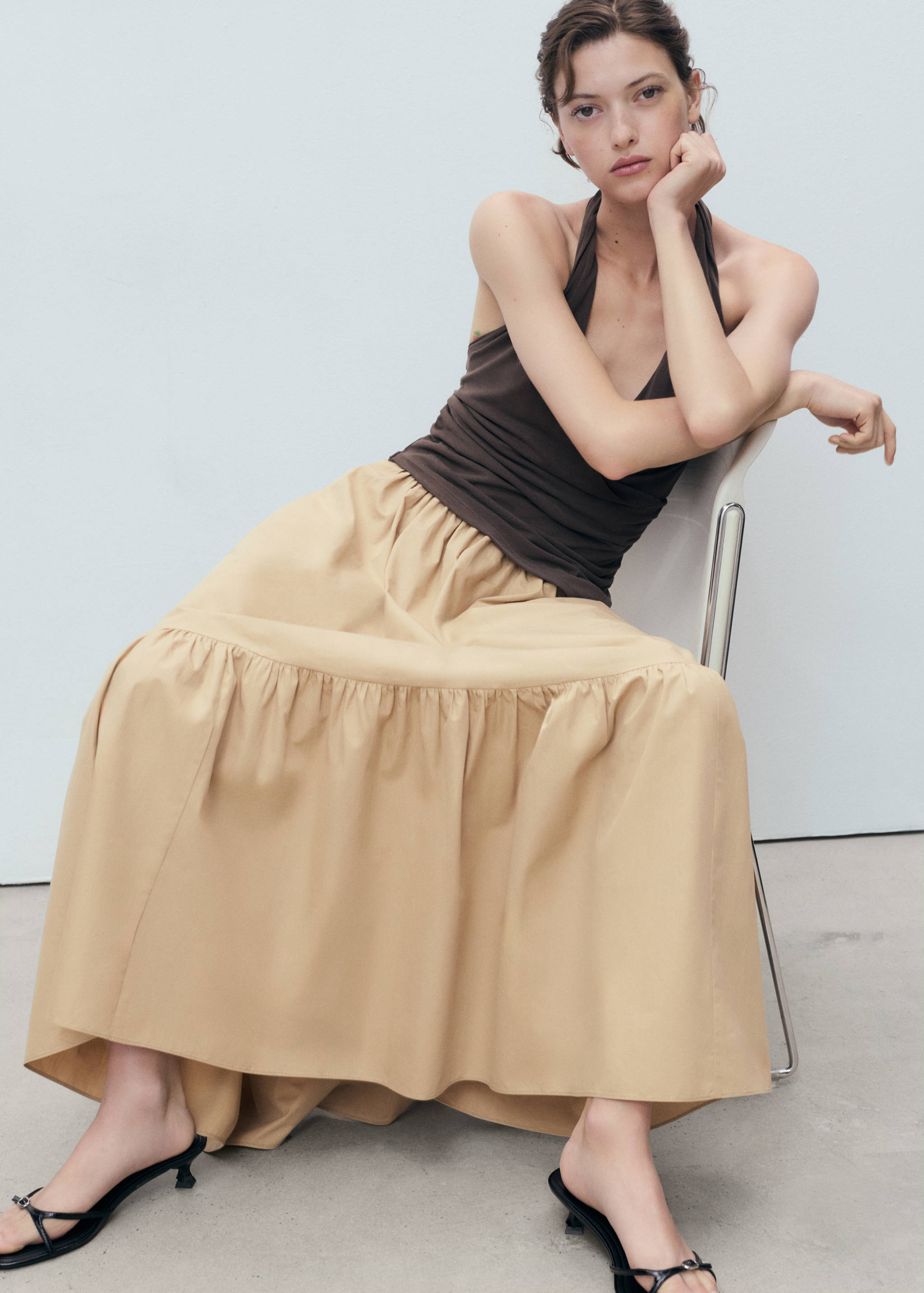 Long cotton A-line skirt - Details of the article 2