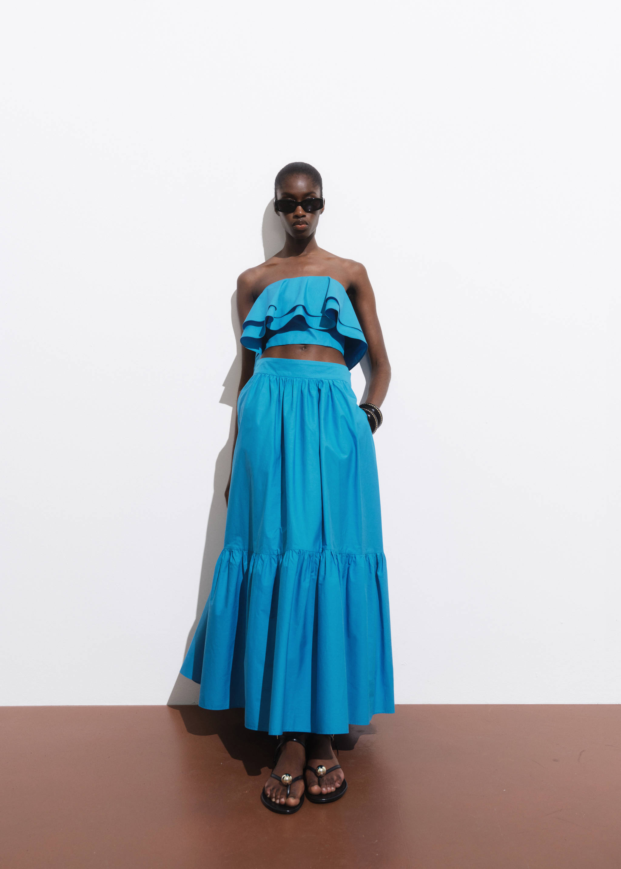Long cotton A-line skirt - General plane