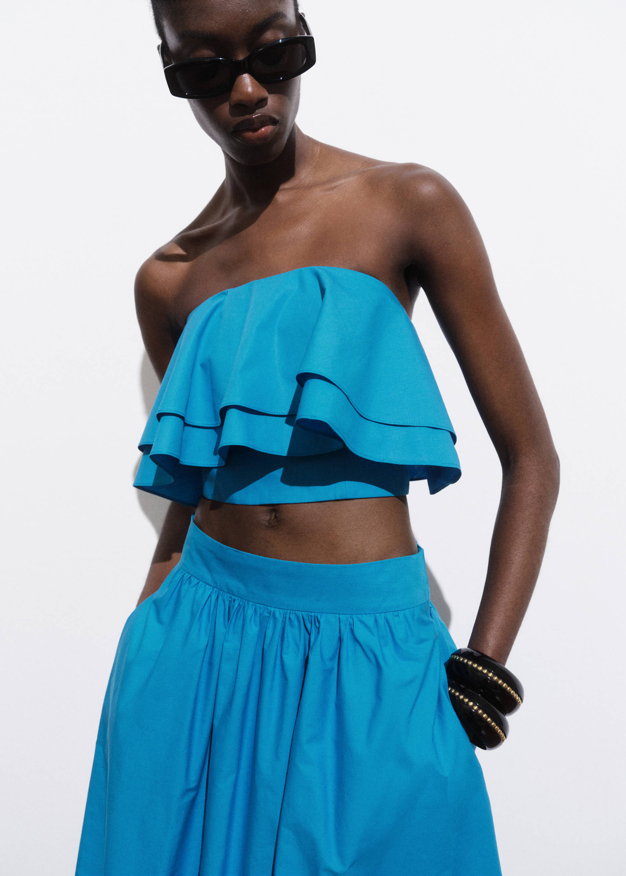 Long cotton A-line skirt - Details of the article 1