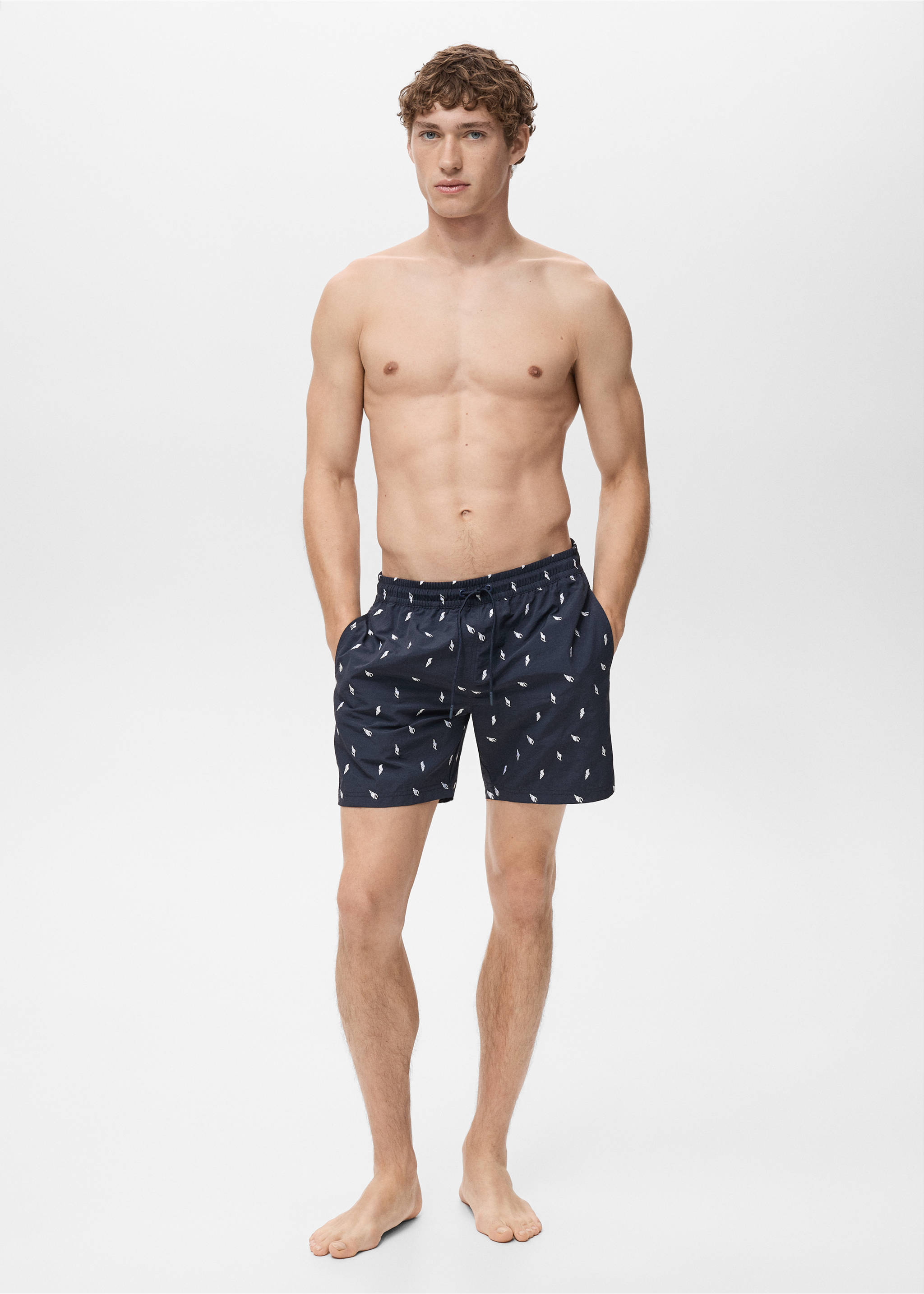 Seashell print swimsuit - Details of the article 4, Navy. Ref: 17031284-00.