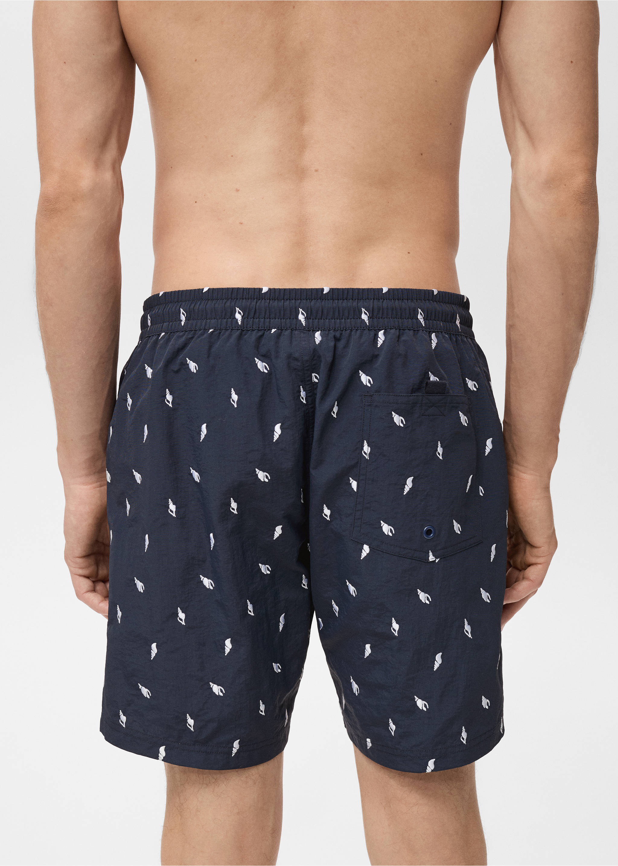 Seashell print swimsuit - Details of the article 6, Navy. Ref: 17031284-00.