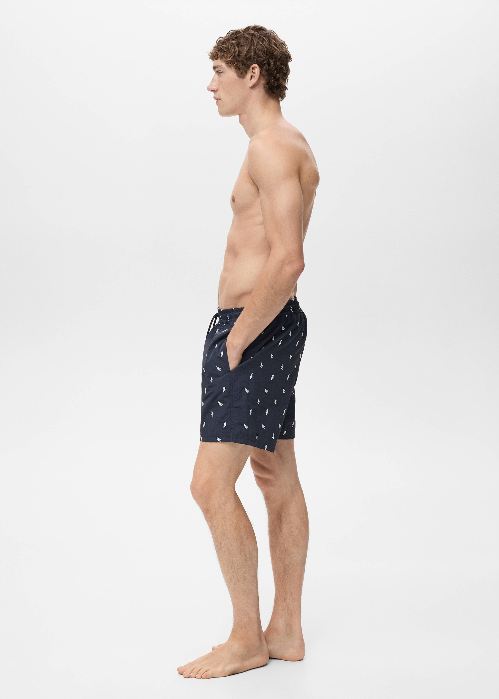 Seashell print swimsuit - Details of the article 2, Navy. Ref: 17031284-00.