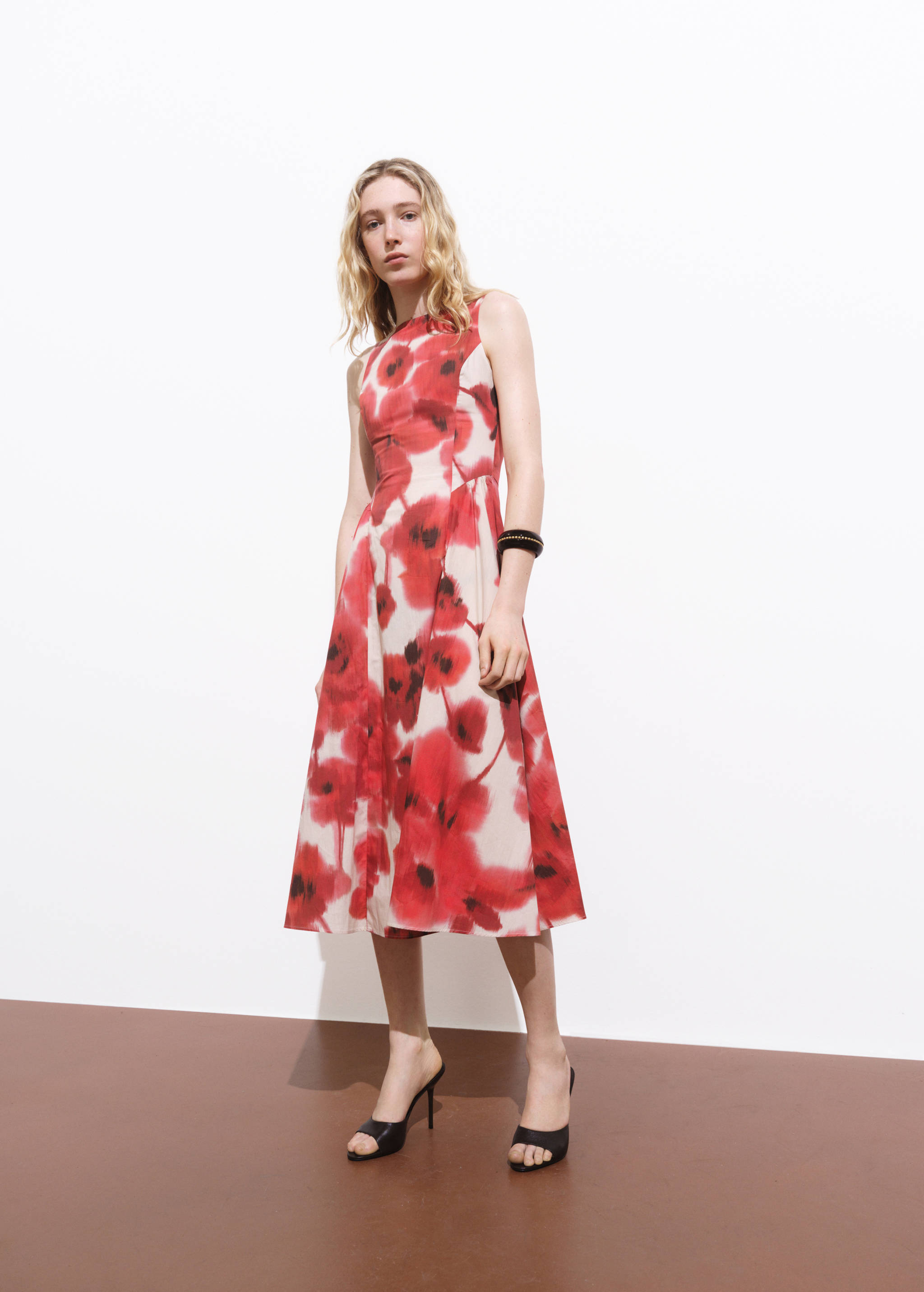 Floral-print flared dress - General plane