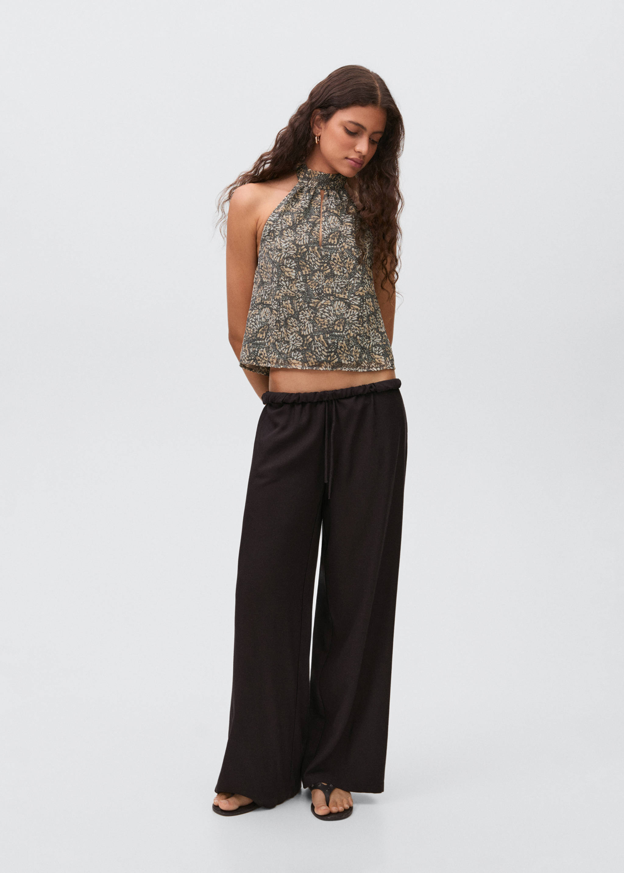 Halter-neck printed top - General plane