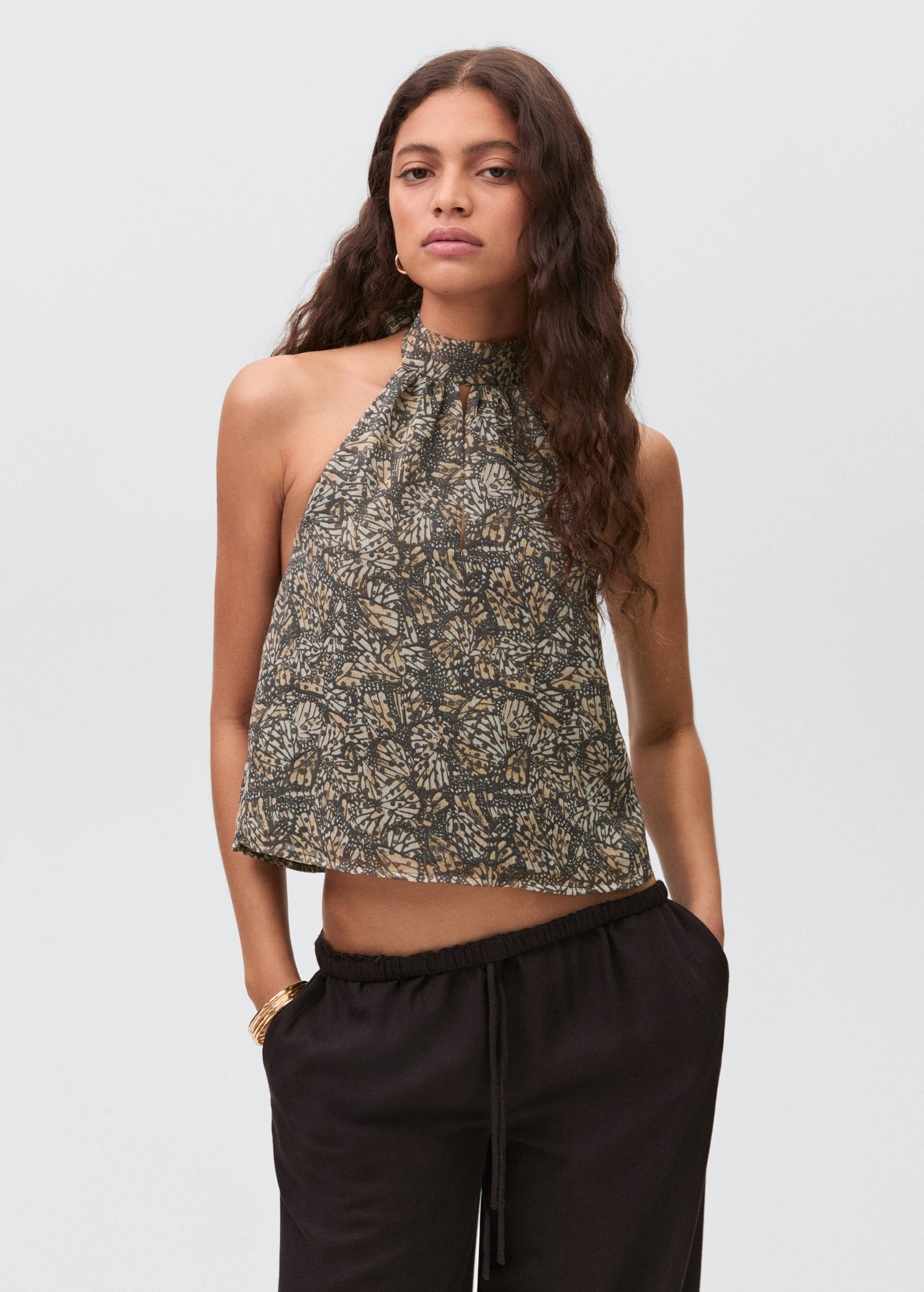 Halter-neck printed top - Medium plane