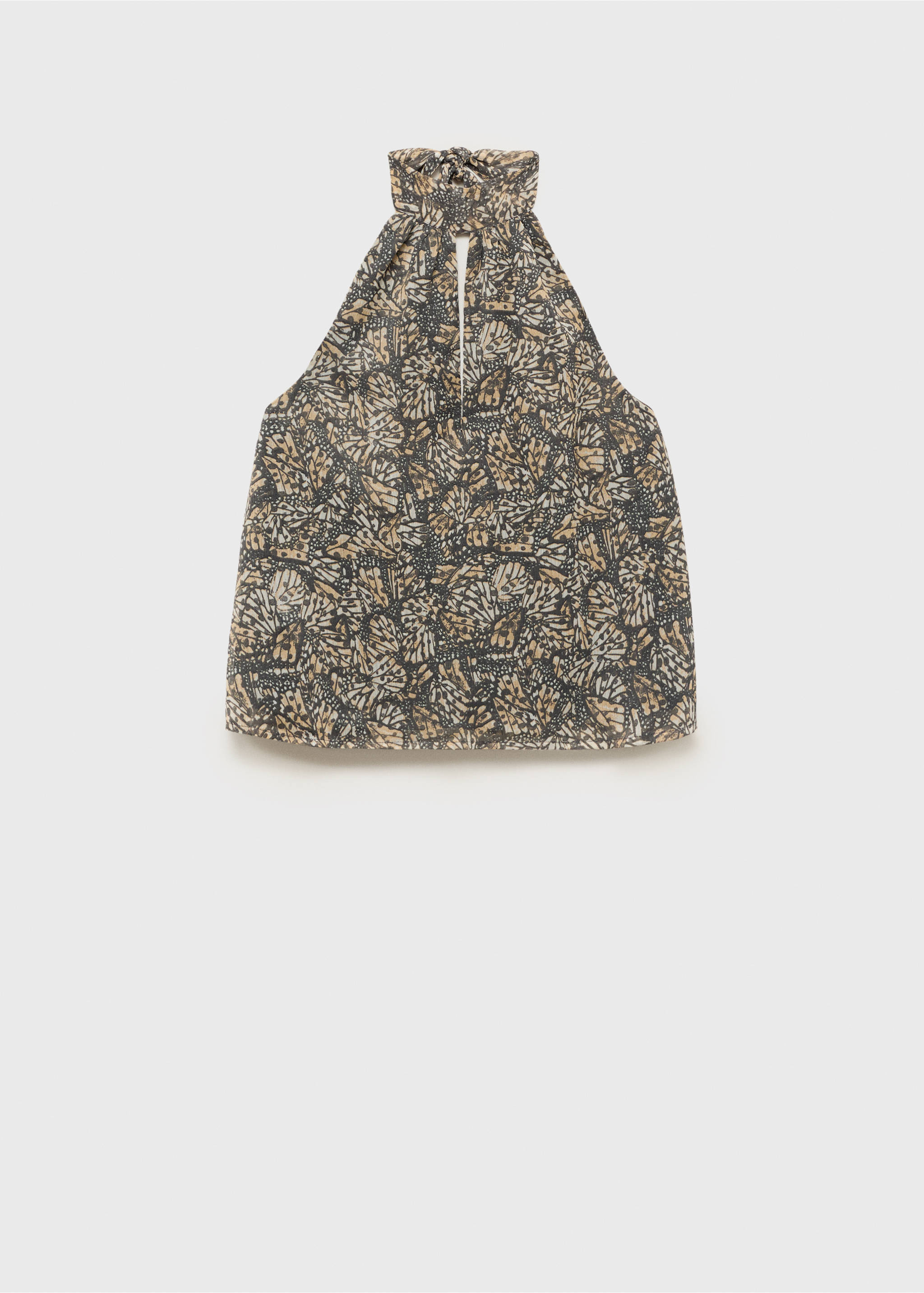 Halter-neck printed top - Article without model, Ecru. Ref: 17031515-00.