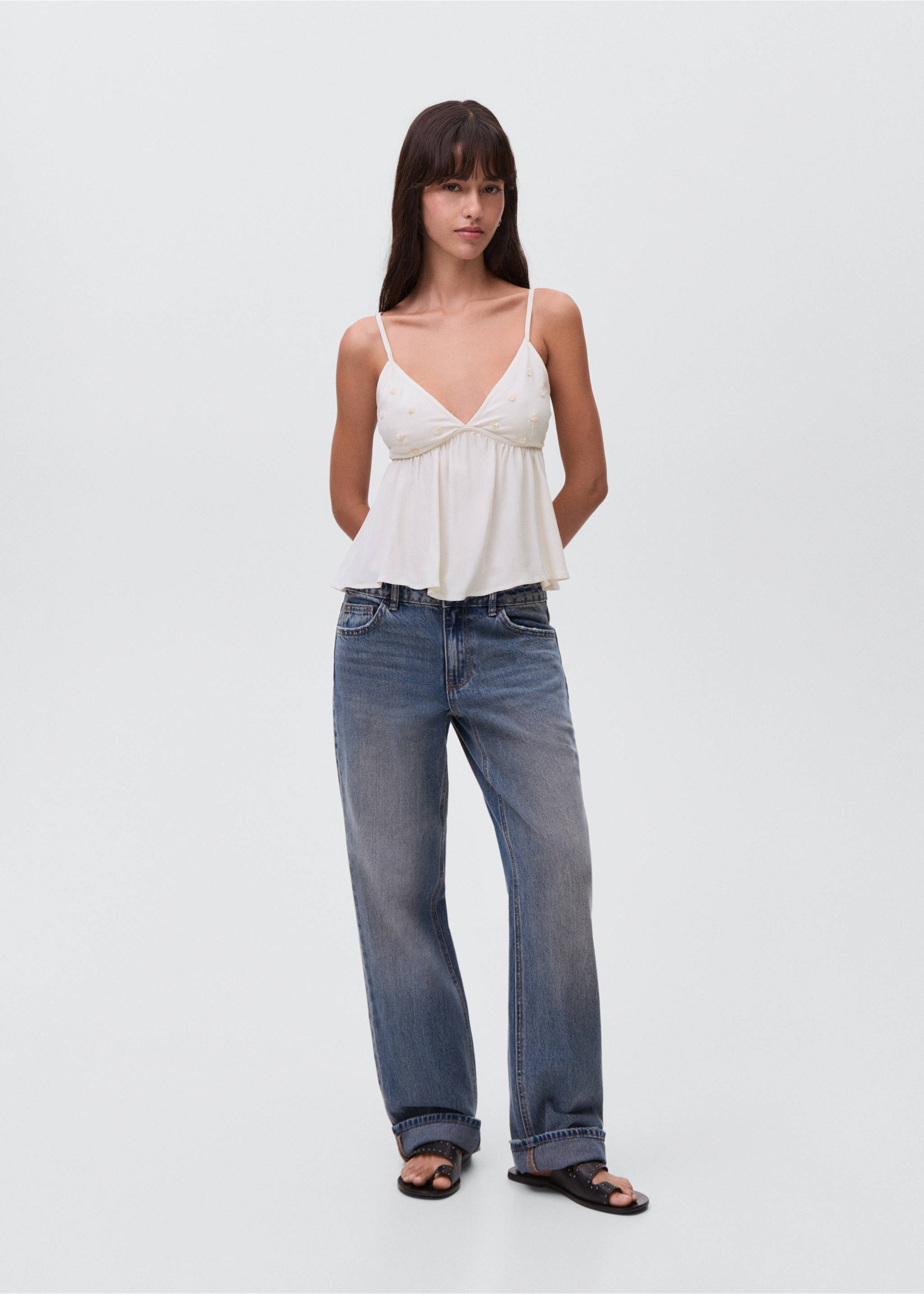 Knitted top with sequin detail - General plane, Ecru. Ref: 17031516-00.