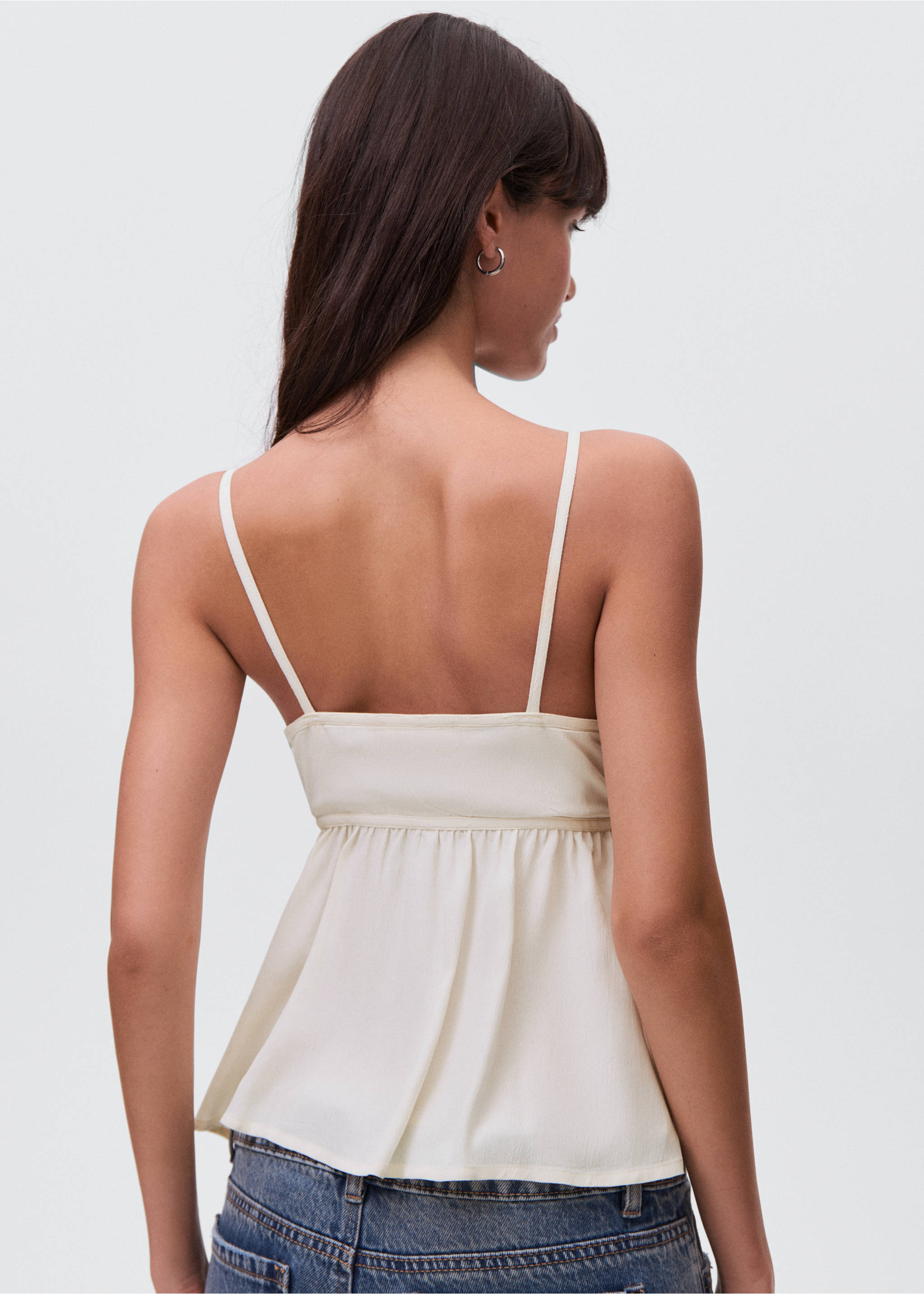 Knitted top with sequin detail - Reverse of the article, Ecru. Ref: 17031516-00.