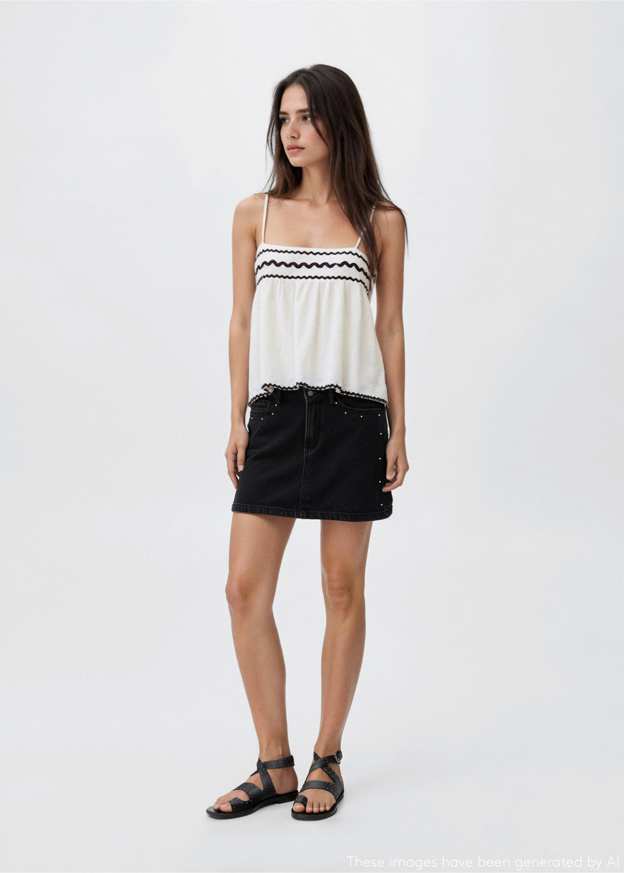 Wavy valance top - General plane, Off White. Ref: 17031517-00.