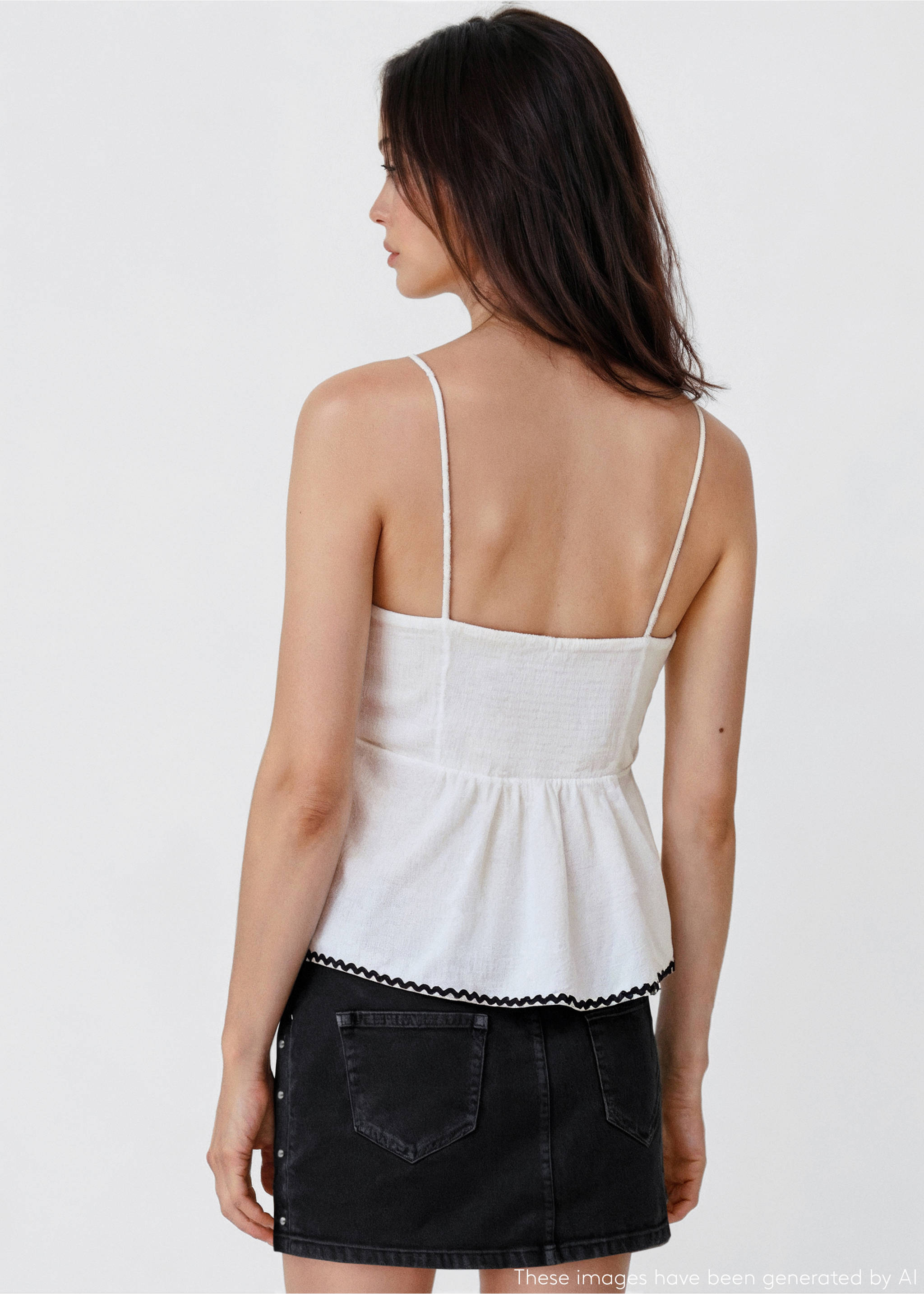 Wavy valance top - Reverse of the article, Off White. Ref: 17031517-00.