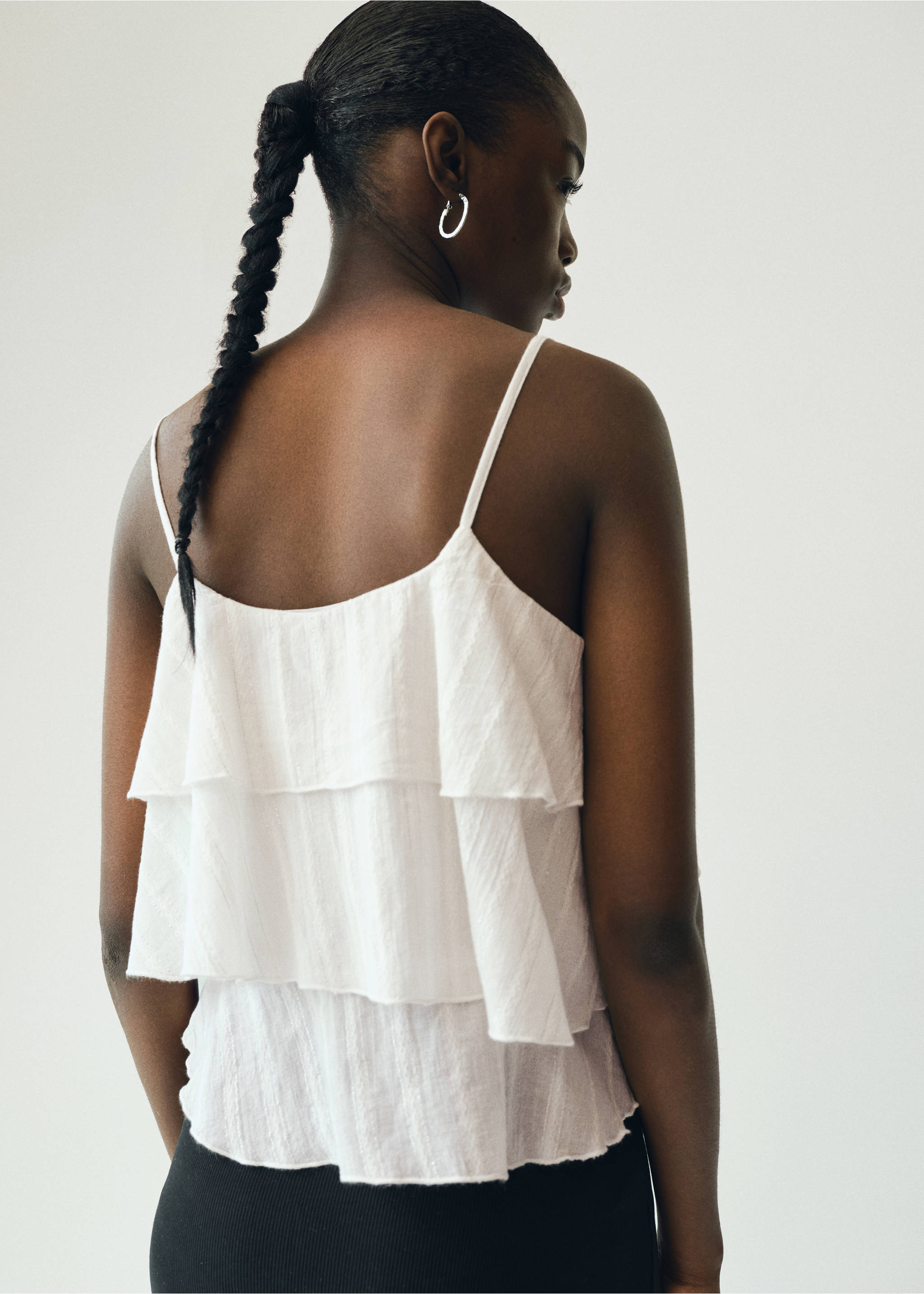 Lurex ruffled top - Reverse of the article, Off White. Ref: 17031518-00.