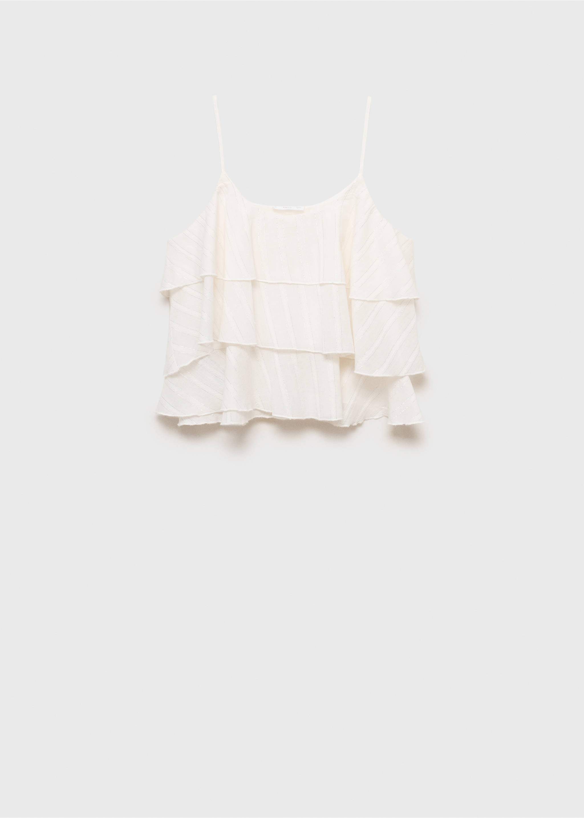 Lurex ruffled top - Article without model, Off White. Ref: 17031518-00.