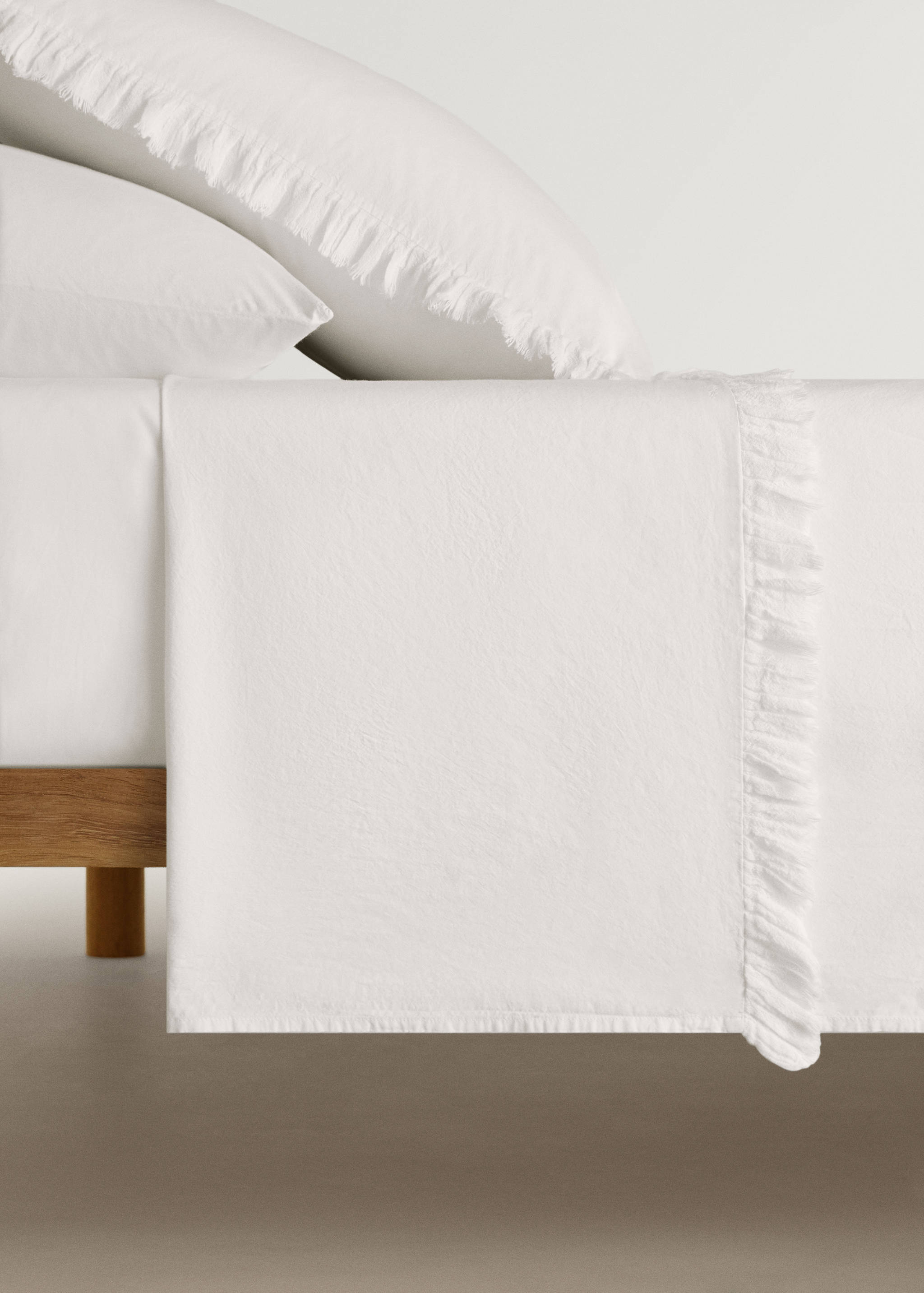 Percale cotton top sheet with gauze ruffle for 90 cm bed - Article without model