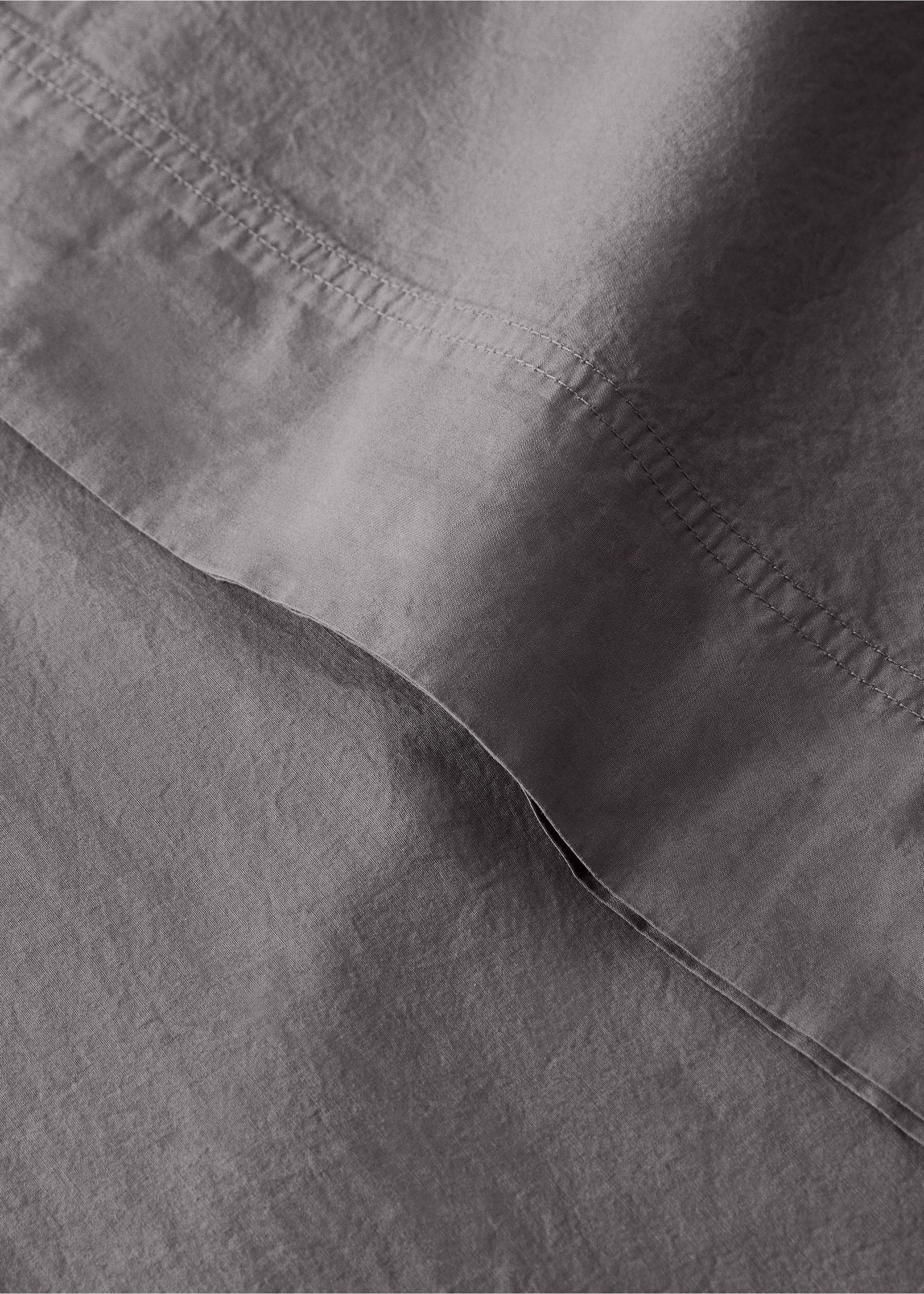 Cotton poplin double-stitched top sheet for 135/140 cm bed - Details of the article 1, Grey. Ref: 17031534-00.