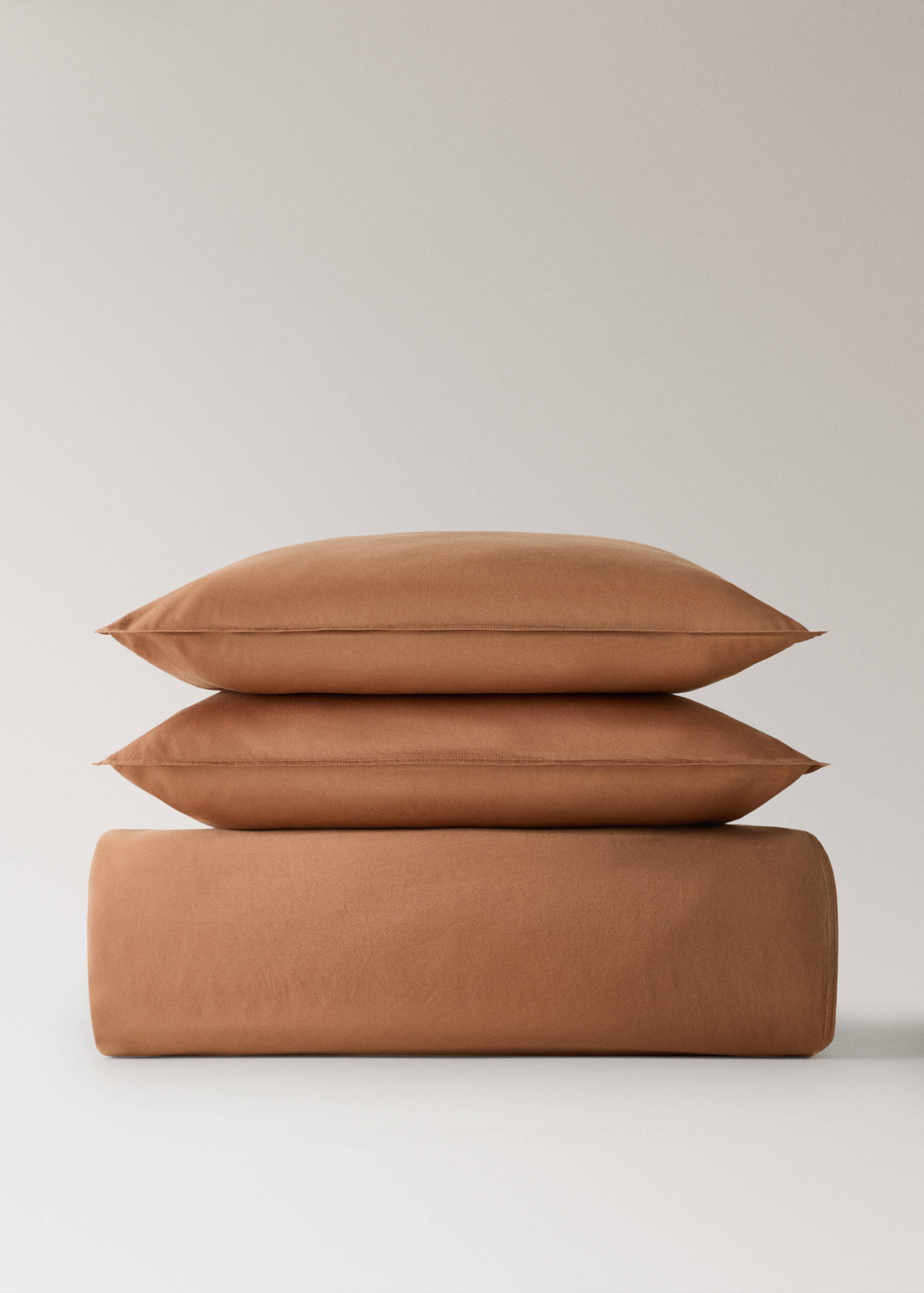 Washed satin cotton duvet cover with double stitching Single bed - Article without model