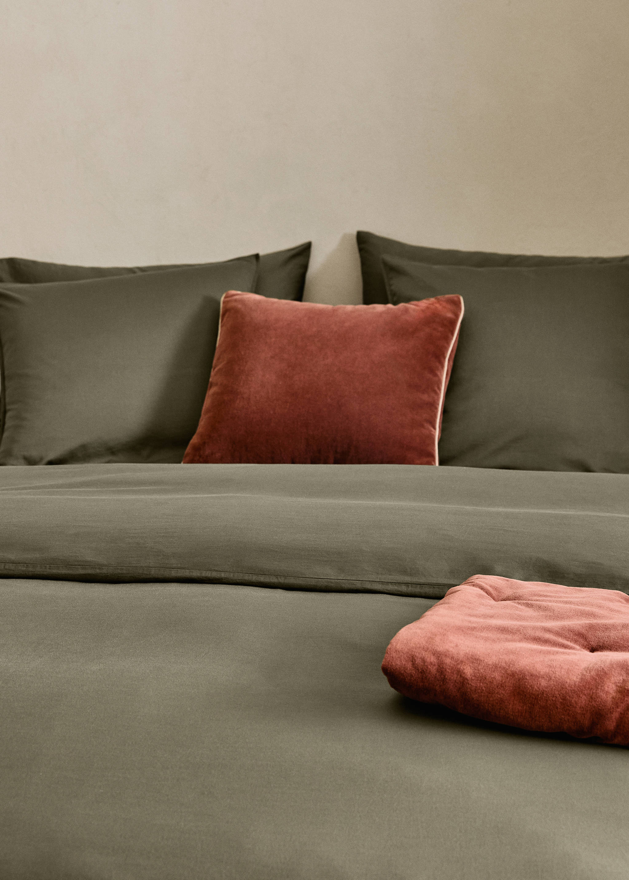 Washed satin cotton duvet cover with double stitching Single bed - Details of the article 7
