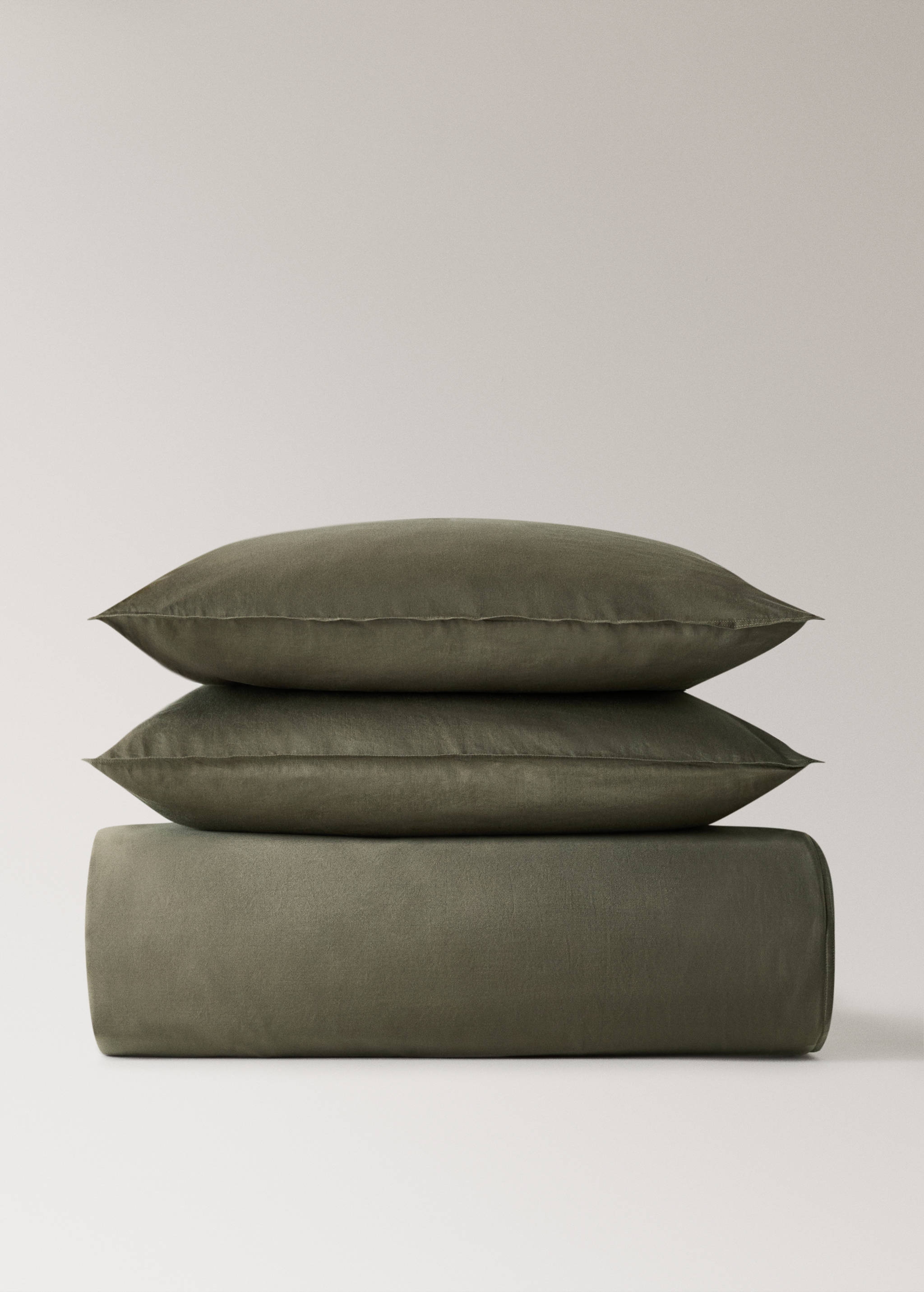 Washed satin cotton duvet cover with double stitching Single bed - Article without model