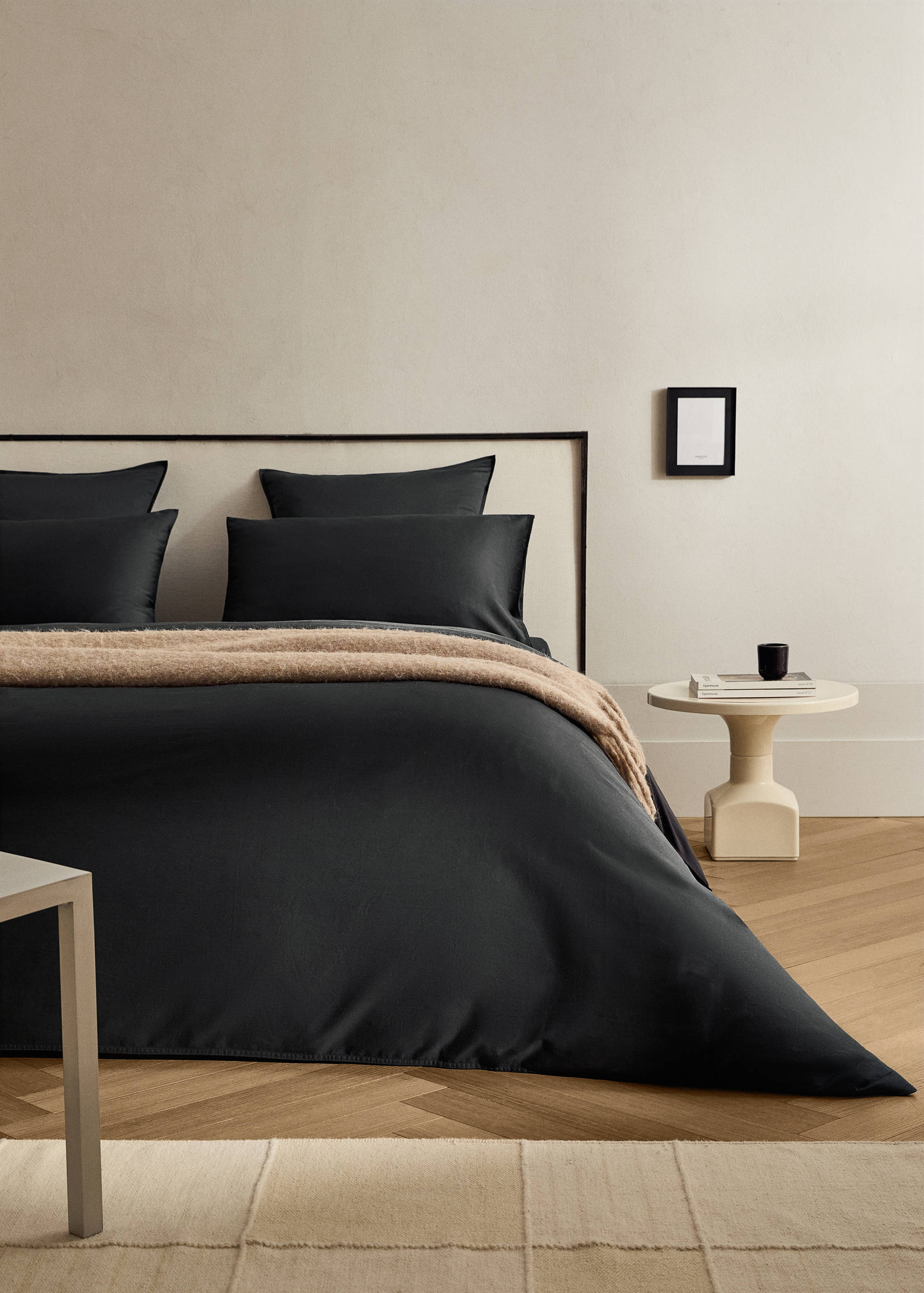 Washed satin cotton duvet cover with double stitching Single bed - General plane