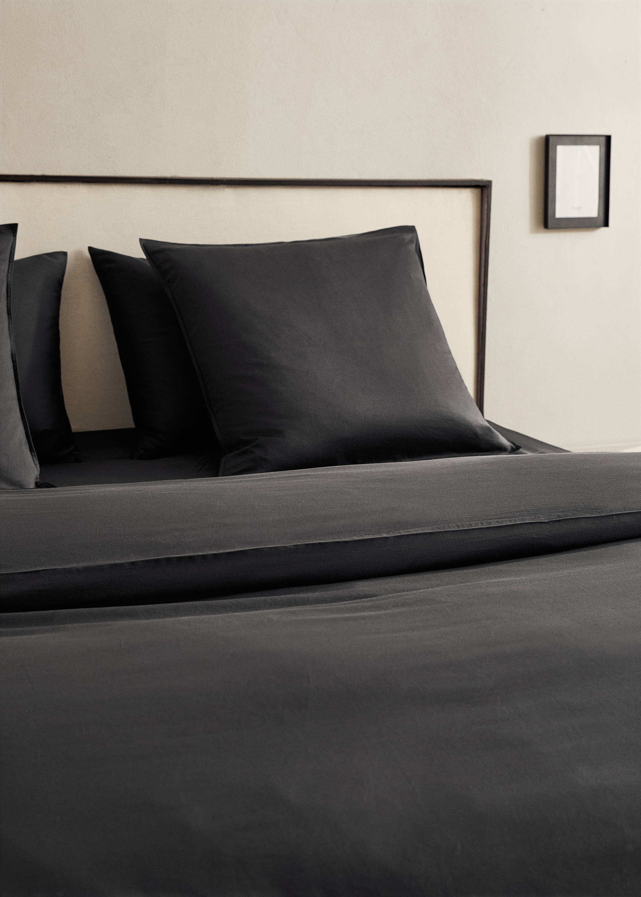 Washed satin cotton duvet cover with double stitching Single bed - Details of the article 7
