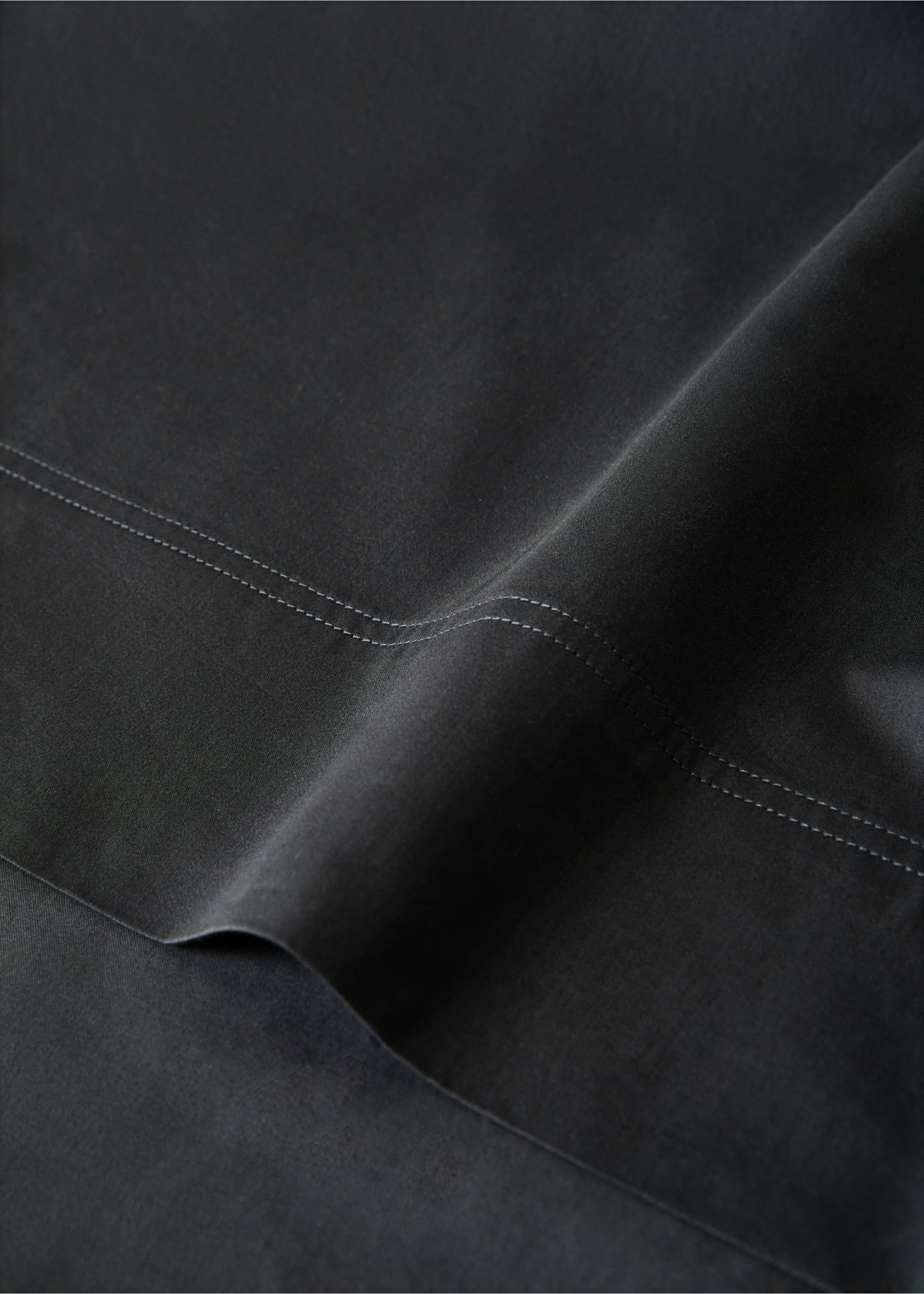 Baumwollsatin-Bettlaken, gewaschen, Doppelsteppstich, Bett 150/160 cm - Detail des Artikels 1, Anthrazit. Ref: 17031539-00.