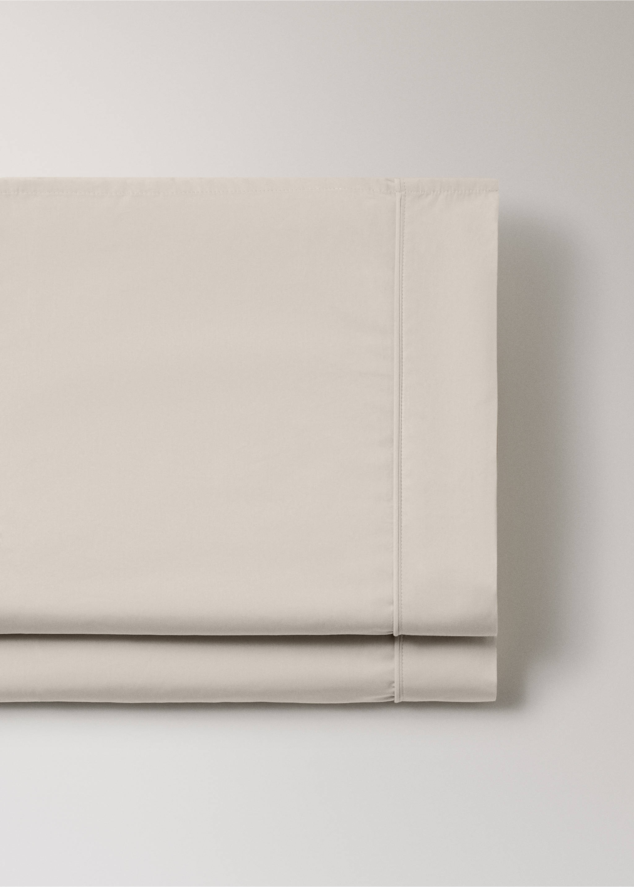 500 threads percale cotton with rounded piping detail flat sheet Single bed - Details of the article 2, Beige. Ref: 17031541-00.