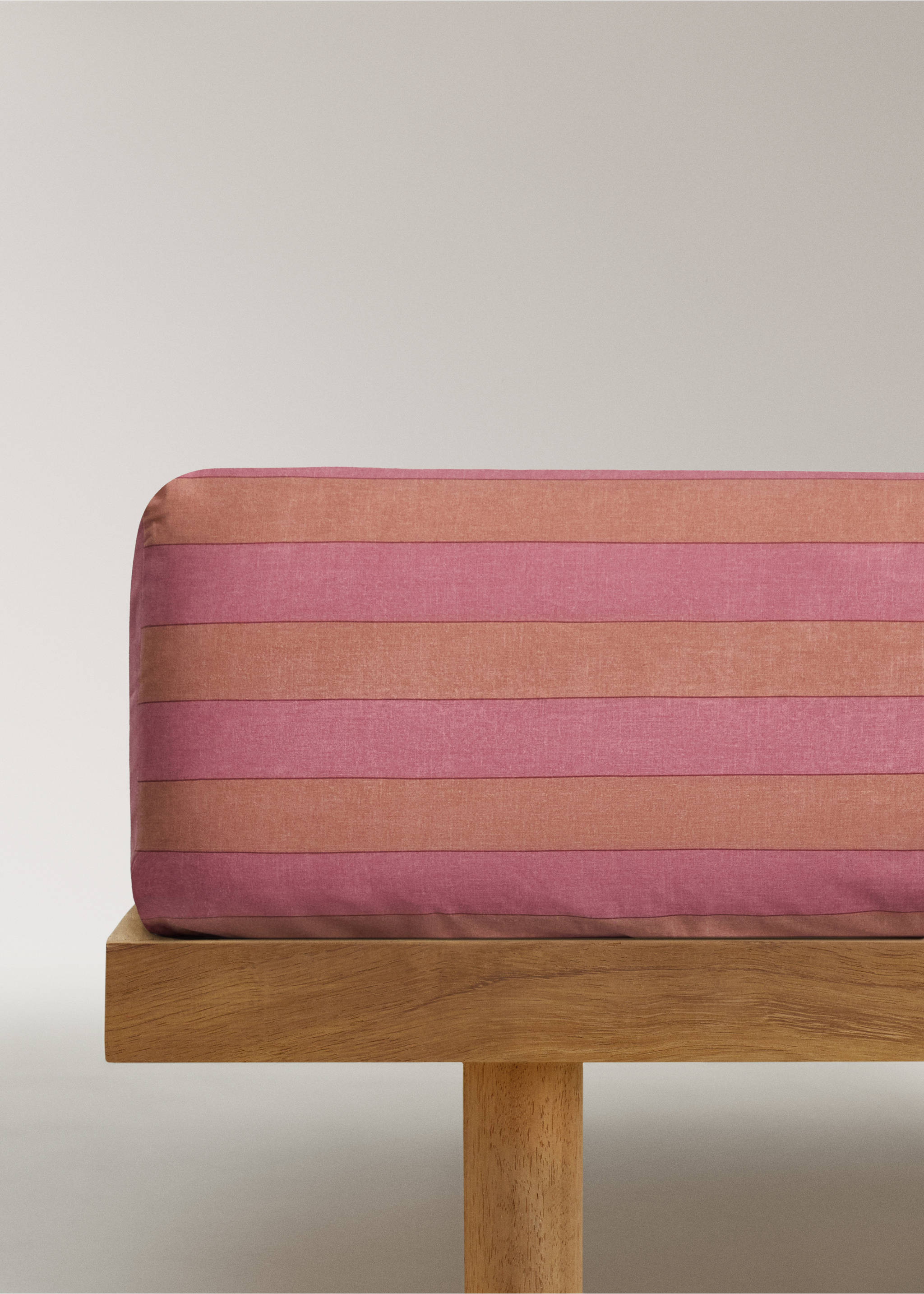 Drap-housse enfant grosses rayures lit 90 cm - Article sans modèle, Rose. Ref: 17031568-00.