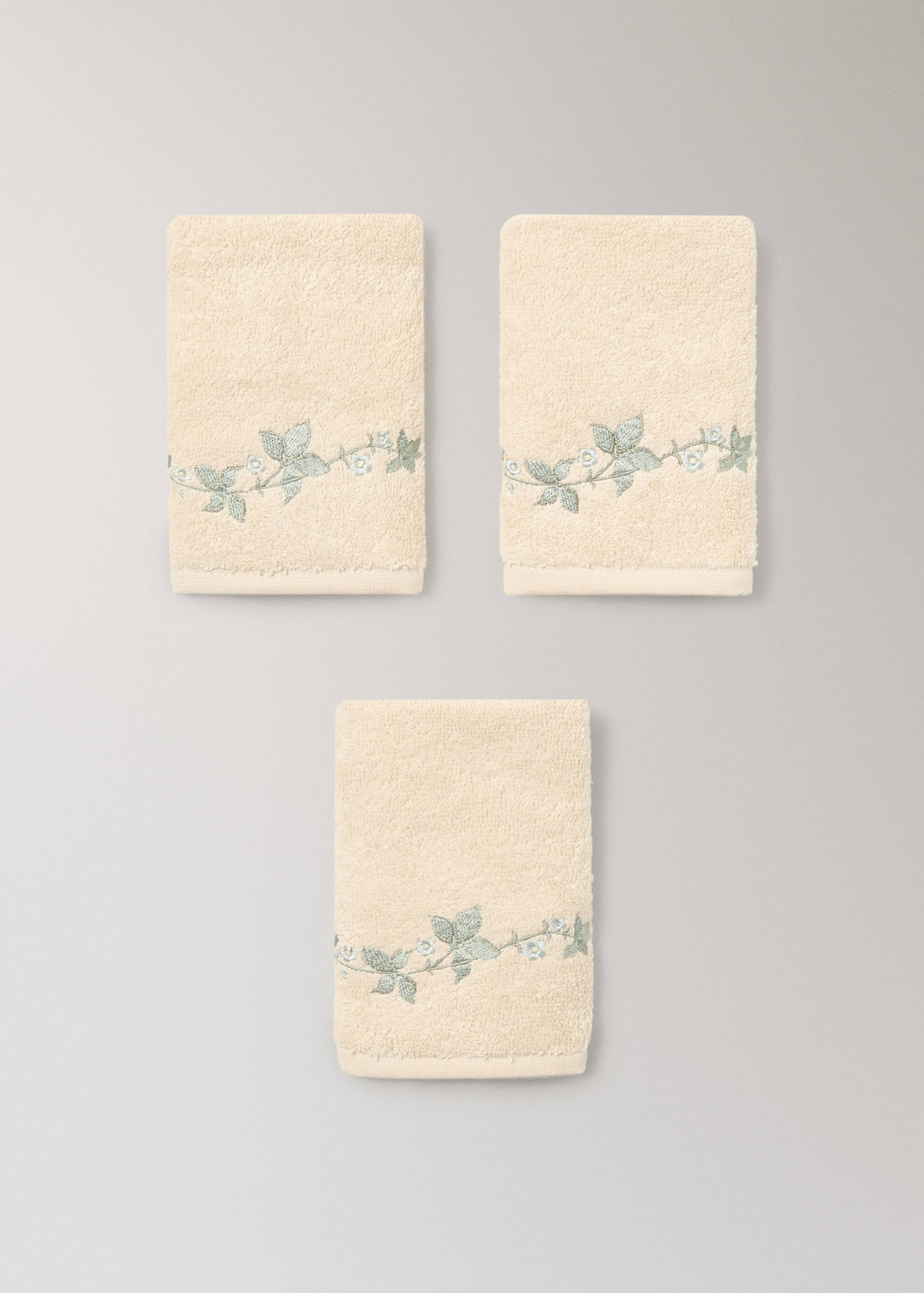 Lot de 3 serviettes fleur brodée - Détail de l'article 3